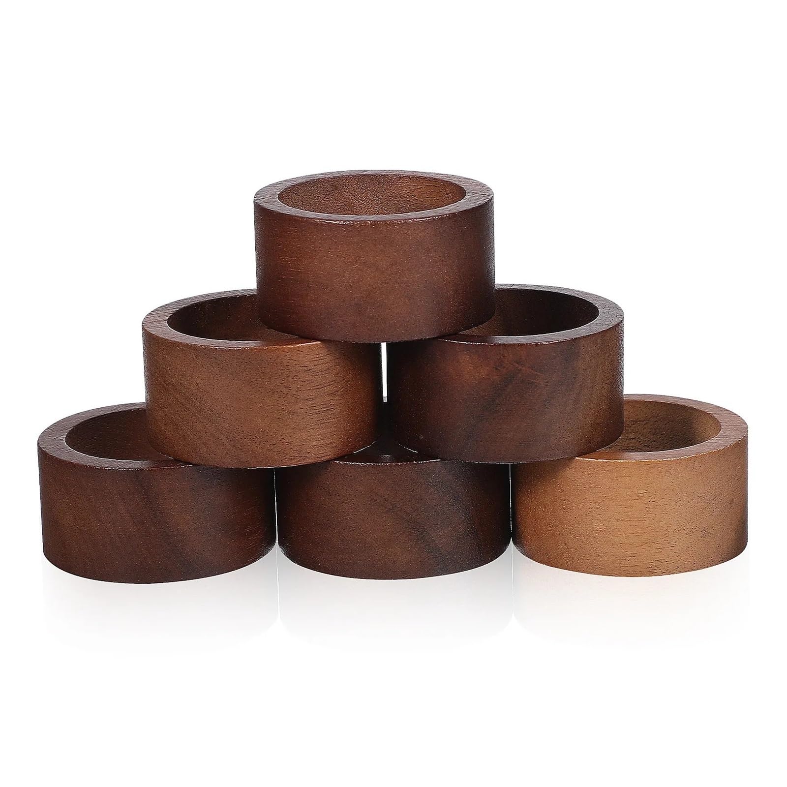 12pcs Wood Napkin Rings Set Solid Color Round Holders for Cloth Napkins Dinner Table