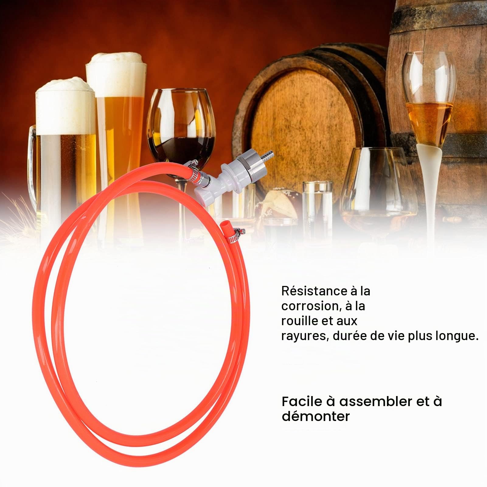 Assemblage de ligne de bière à verrouillage à bille, carbonatation de brassage, paroi de tuyau de gaz pliable, accessoires pour Home Brew