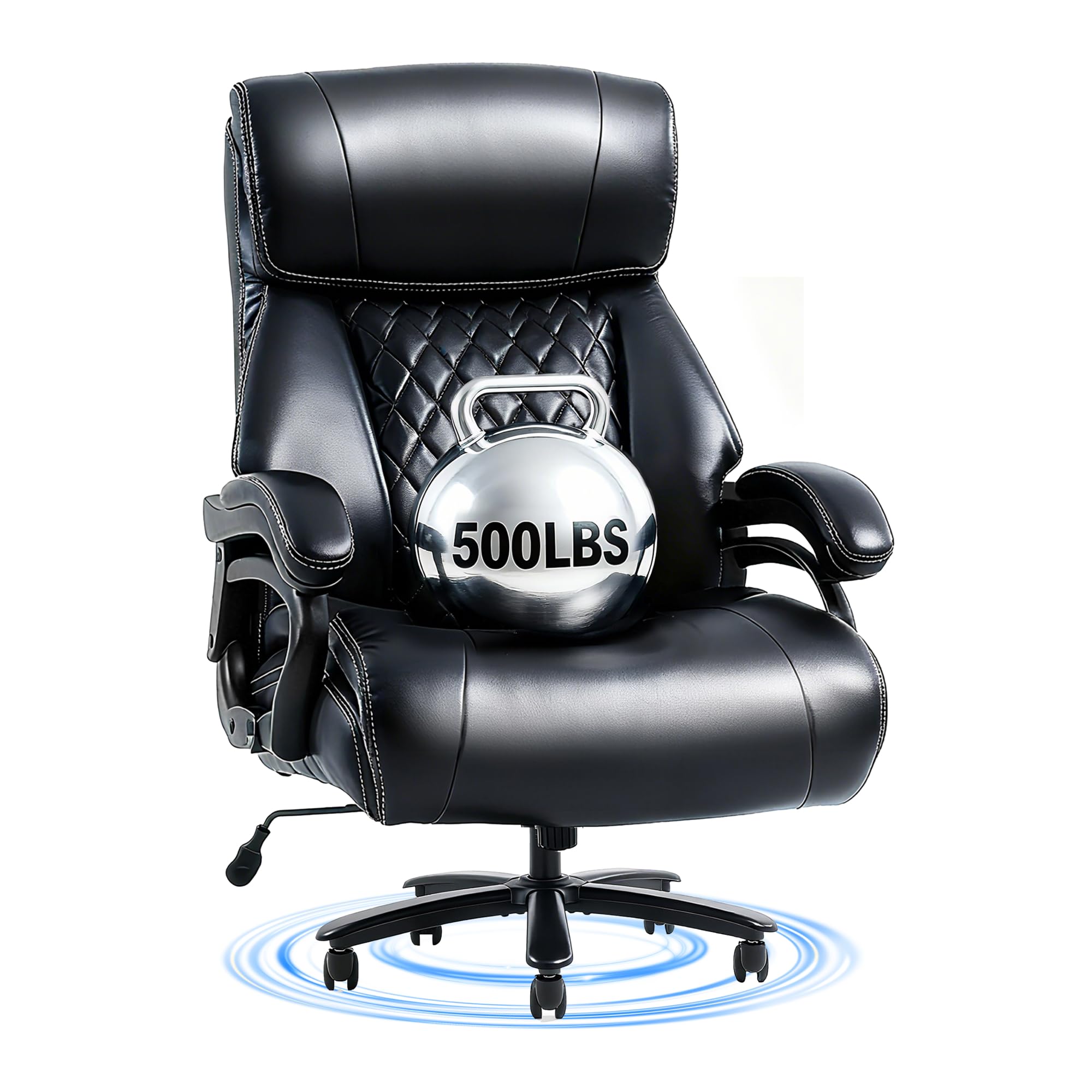 FLEXISPOT 500lbs Big and Tall Office Chair for Heavy People, Heavy Duty Computer Chair with Stable Arms Adjustable Lumbar Support Metal Base, Desk