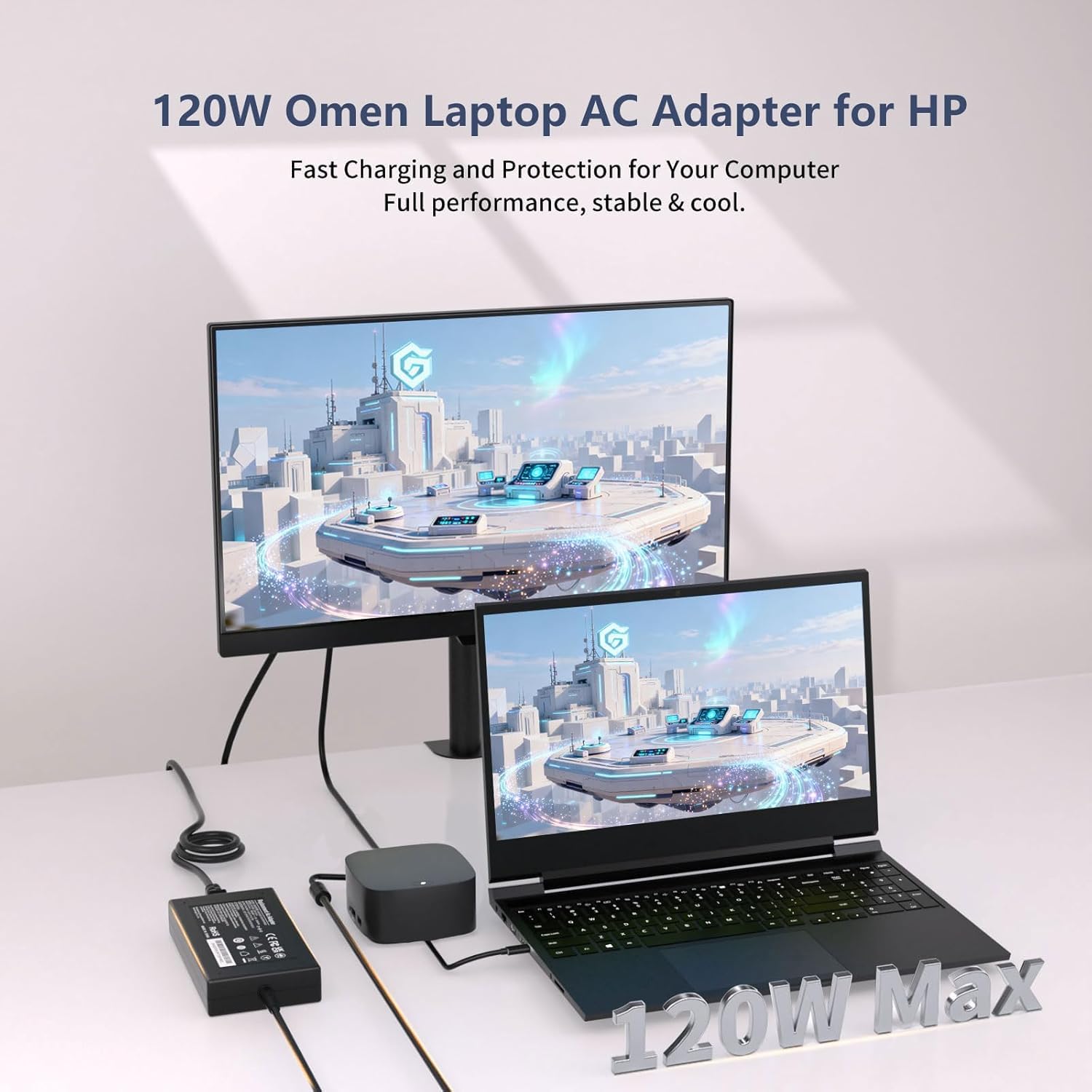 120 W USB-C Dock G5 Chergeur L41856-001 pour Station Accueil HP USB-C Dock G5 5TW10UT 5TW10AA 5TW10AA#ABB 5TW10UT#ABA Station Accueil Universelle G2 5TW13AA Cordon Alimentation