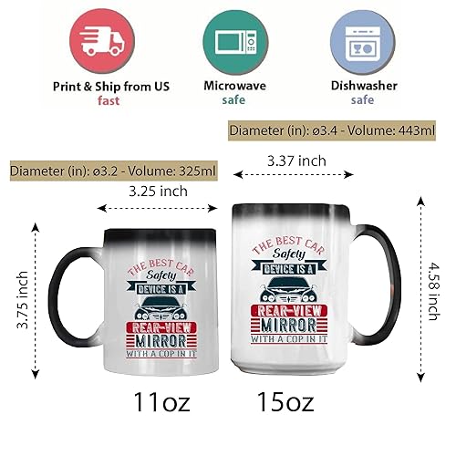 Miniatura 4 de Gift Car Safety Device RearView Mirror With Cop Feature Perfect Gift for Car Lovers 11oz 15oz Color Changing Mug