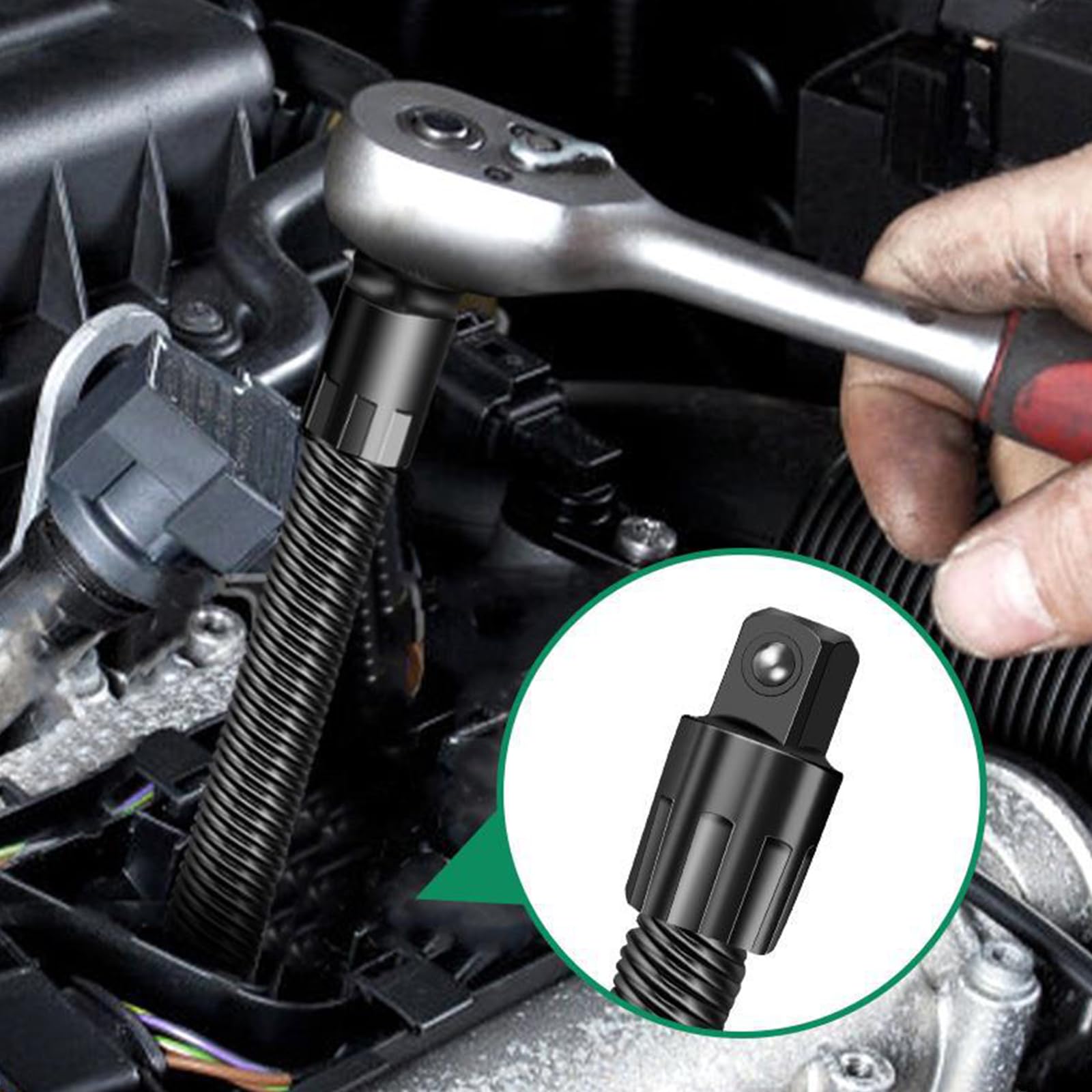 1/2 in Flexible Shaft Extension Extender with Spring Steel Shaft Ratchet Spanners Torque Socket High Torque Electric Wrench Connecting Rod for Bolt Fastener Corner Mechanic Repair Machinery - Image 4