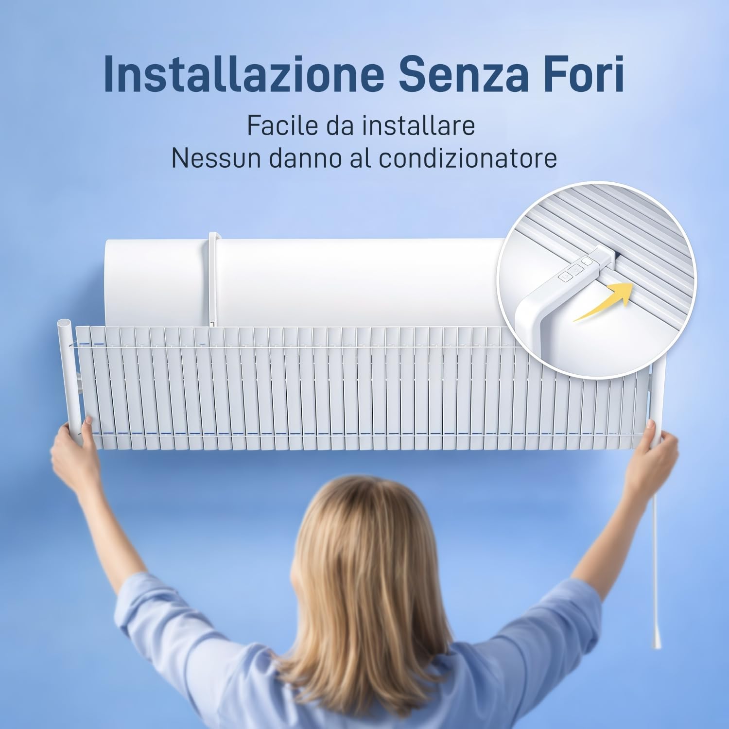 Deflettore Condizionatore, Deviatore Aria Condizionatore Regolabile in Alluminio per Split a Parete 70–100cm, Deflettore Aria Condizionata Anti Soffiaggio Diretto per Casa Camera Ufficio