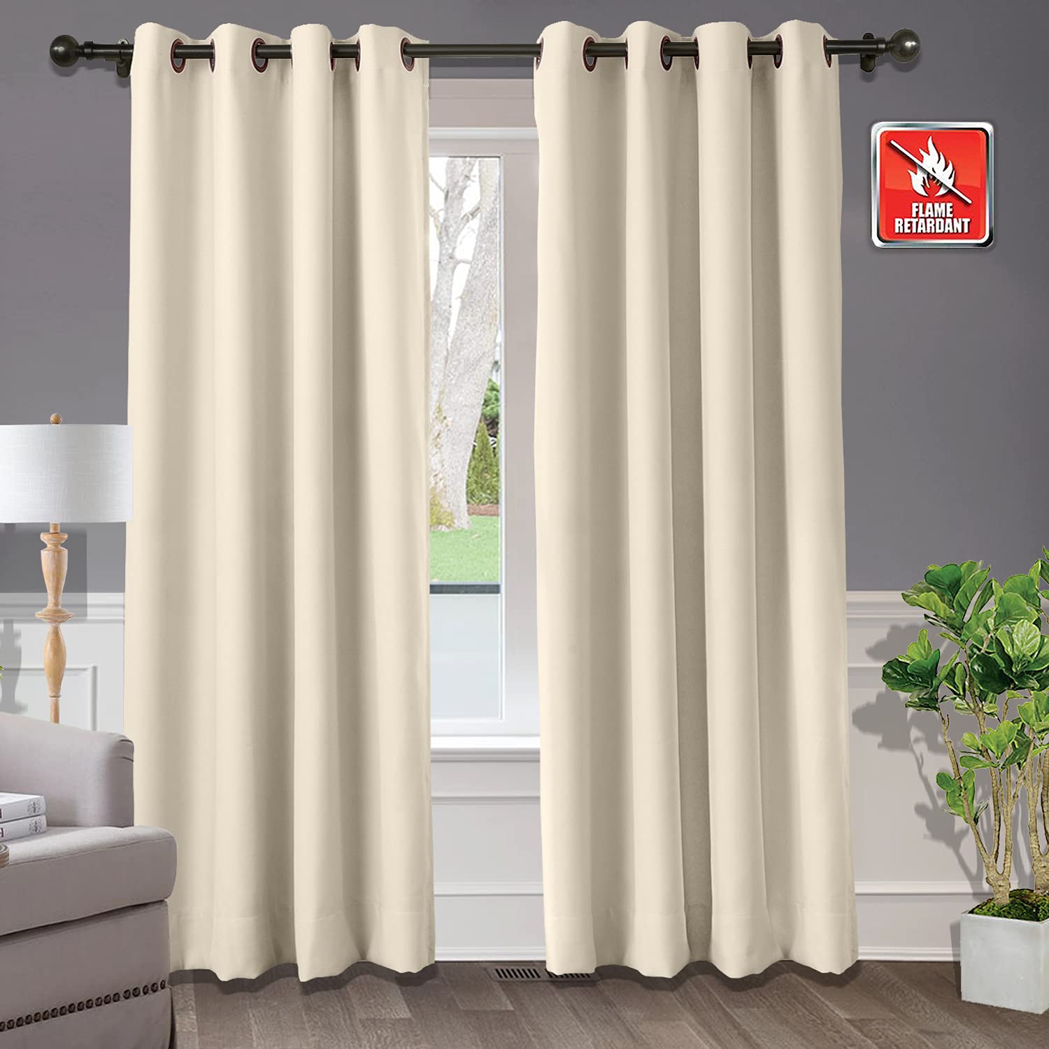 Pannello oscurante isolante termico ignifugo, 254 cm di larghezza x 259 cm di lunghezza, design con occhielli per casa, ufficio, hotel, scuola, cinema, ospedale, ignifugo, ad alta efficienza