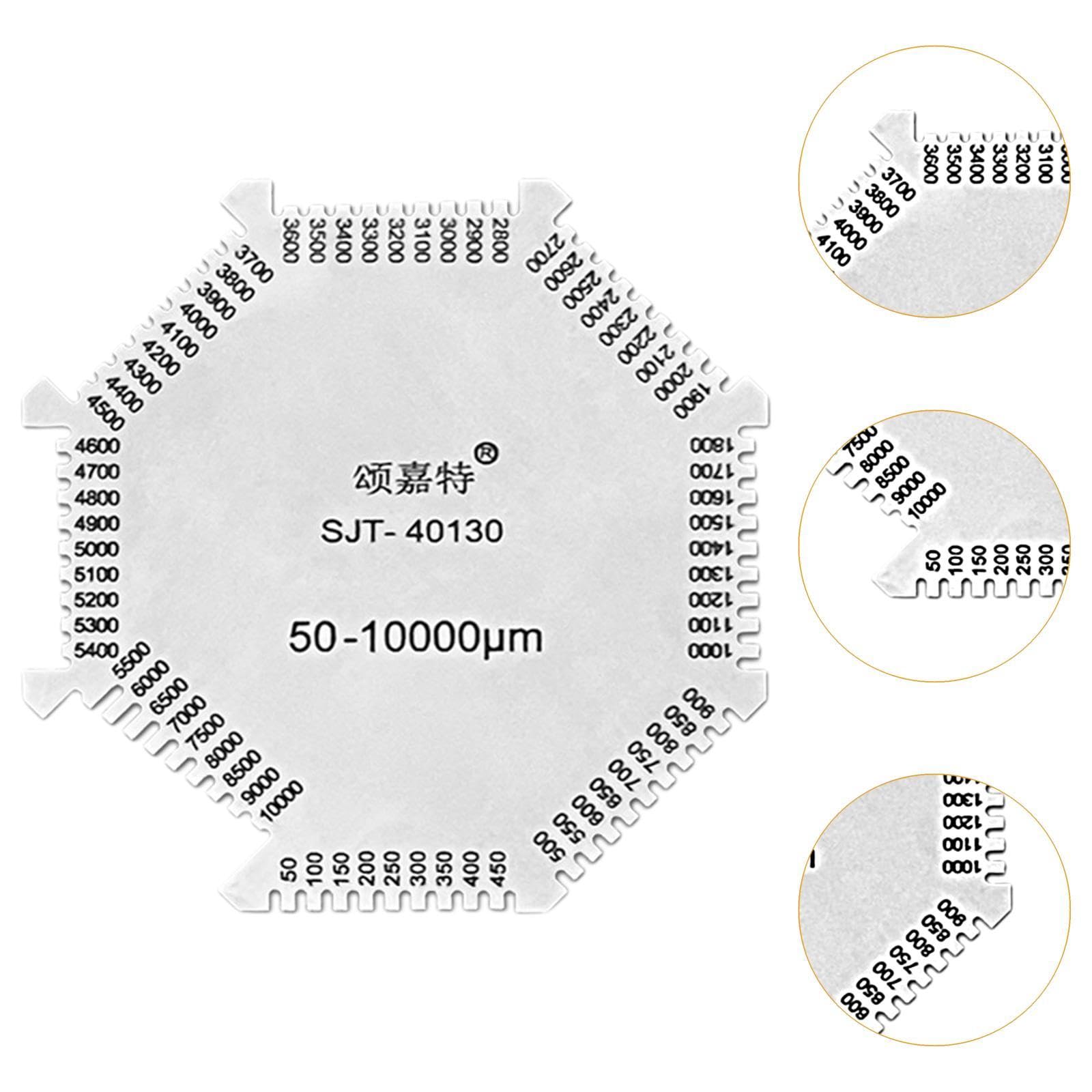 Amagogo Thickness Gauge Card Octagonal Wet Film Comb High Precision Measurement Tool for Paint and Coating 50-10000um Stainless Steel