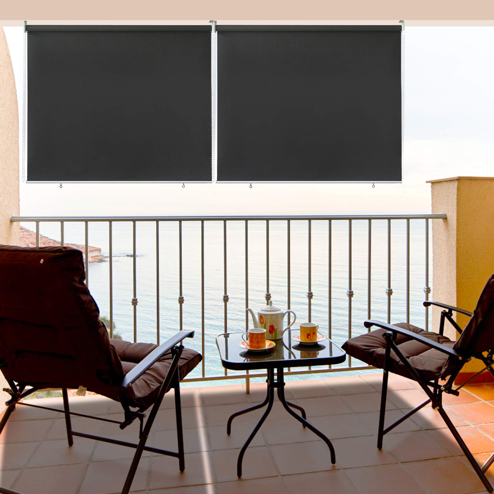 Tenda Da Sole Verticale Ollewiellan 100x240 Cm - Per Balconi, Antivento, Antracite