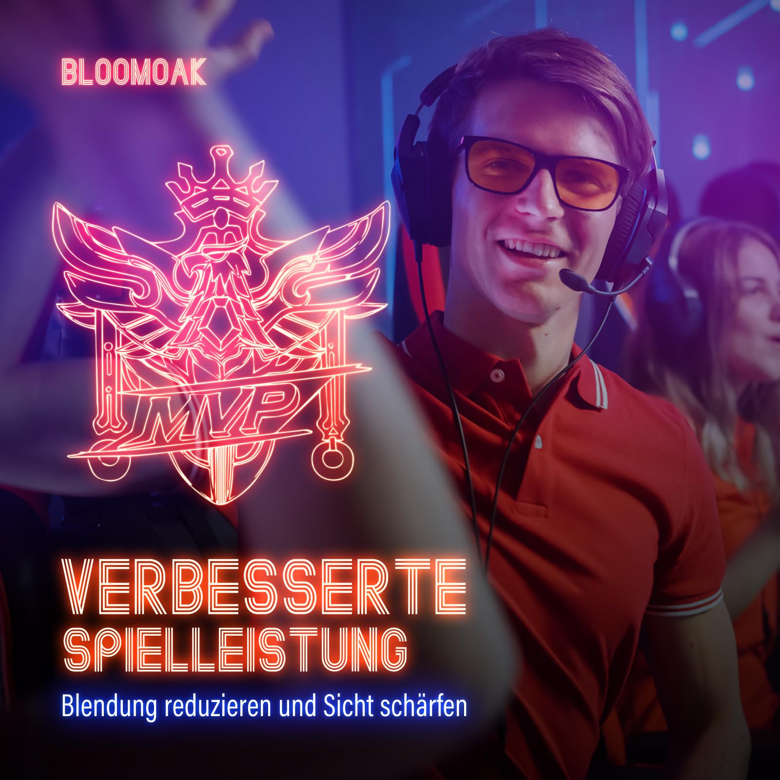 Bloomoak-99% Blaulicht-blockierende Brille-Gaming-Brille-blendfrei-Anti-Ermüdung-geeignet für Bildschirme, Fernseher