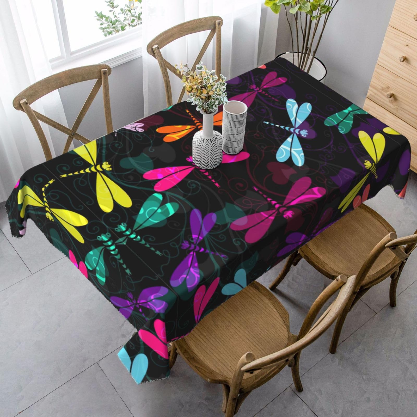 Nappe rectangulaire libellule pour table de cuisine et dîner