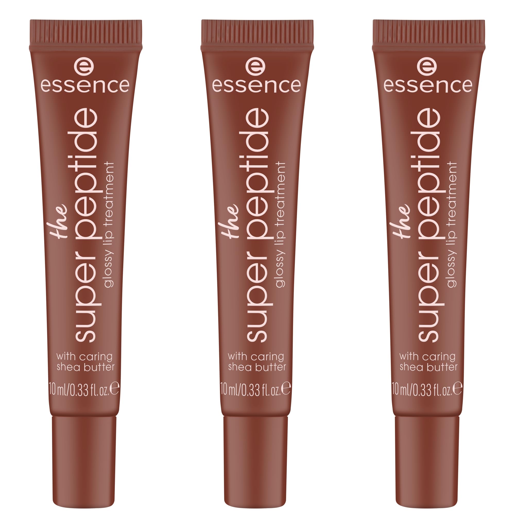 essence the super peptide glossy lip treatment, Lipgloss, Nr. 06, Rot, glättend, mit Vitaminen, pflegend, vegan, ohne Parabene, ohne Mikroplastikpartikel, Nanopartikel frei, 3er Pack (3x10ml)
