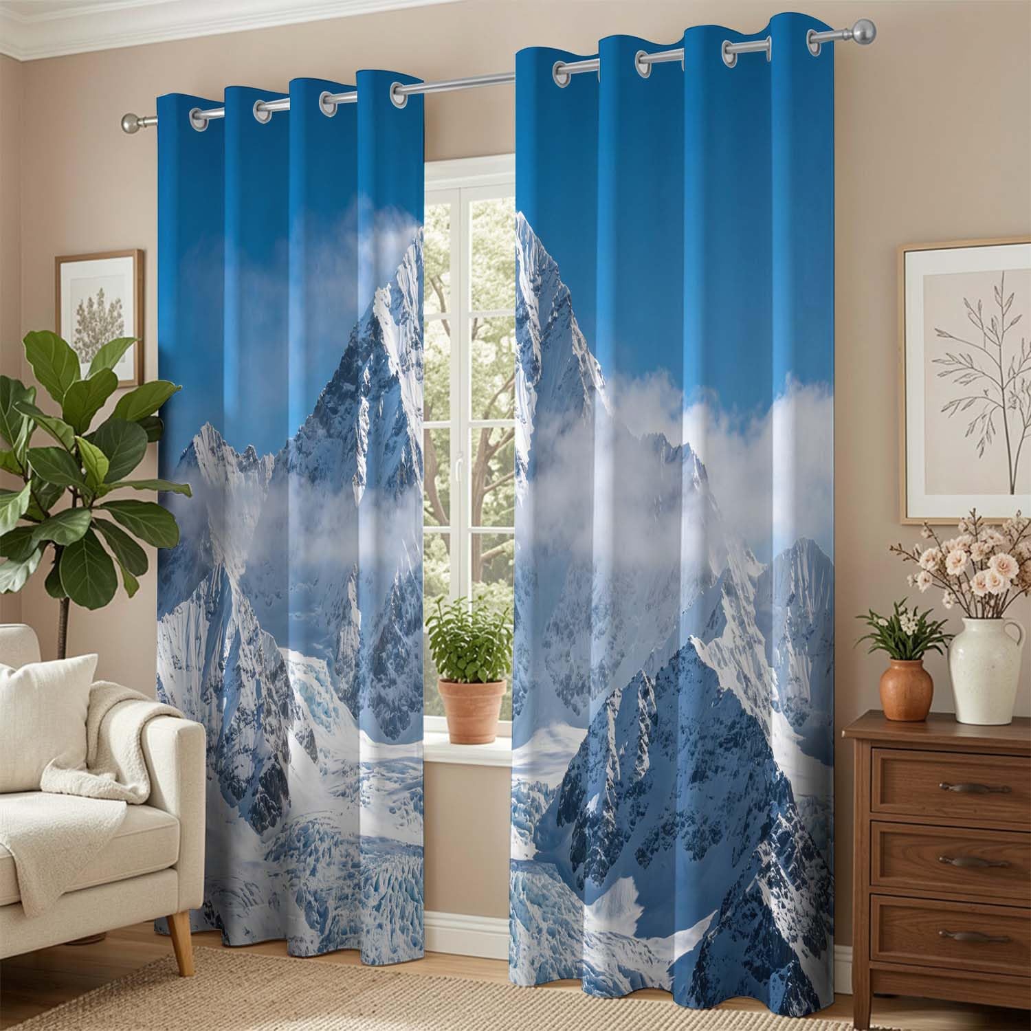 Tende Oscuranti Montagne di Neve per Interni 2 Pannelli 150x250 cm