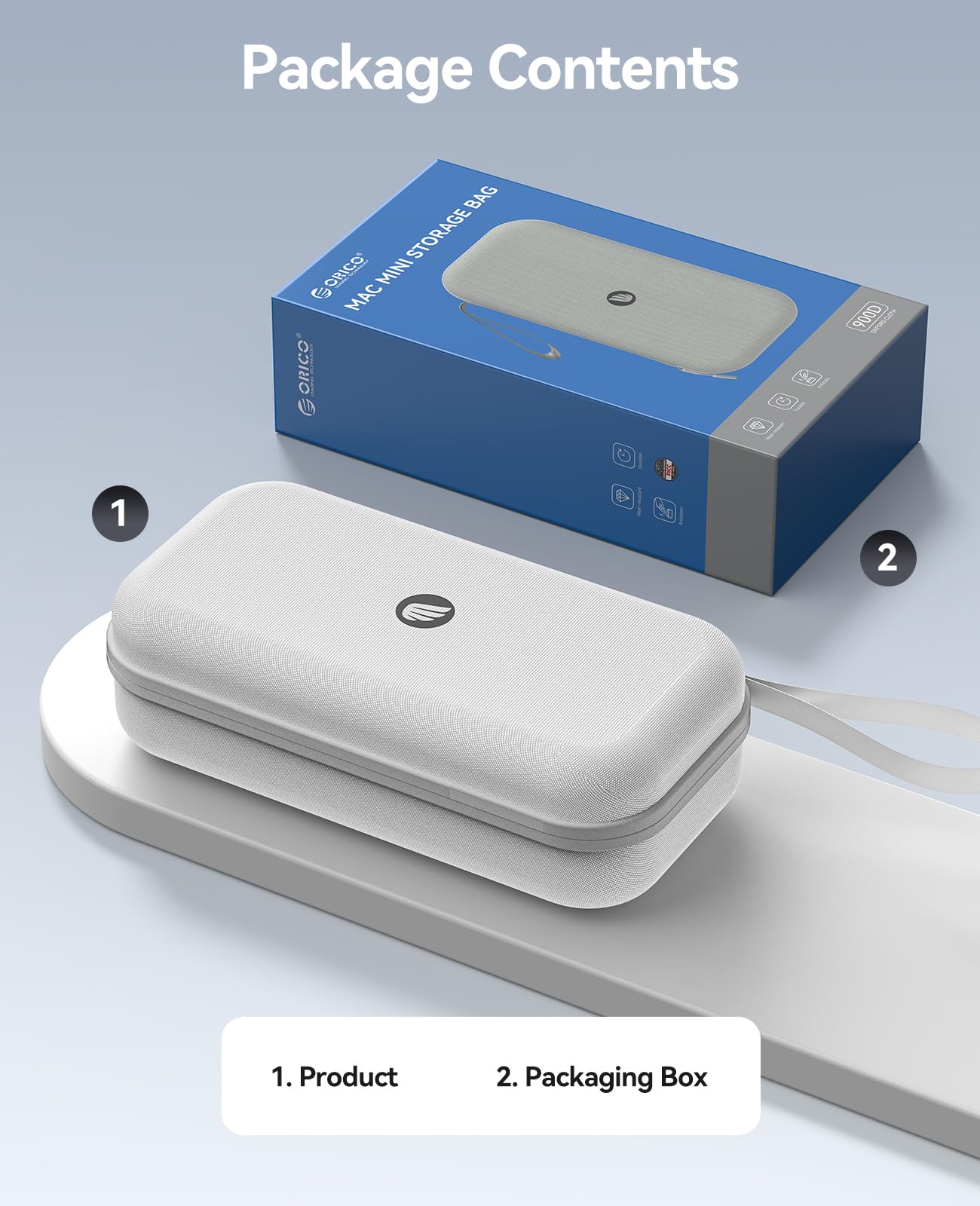 ORICO Funda de Transporte Mac Mini M4: Carcasa rígida de Tela Oxford 900D, antiimpactos/antiestática/Impermeable. Compatible con Mac Mini M4 (2024), Teclado y Cargador. (BAG02)