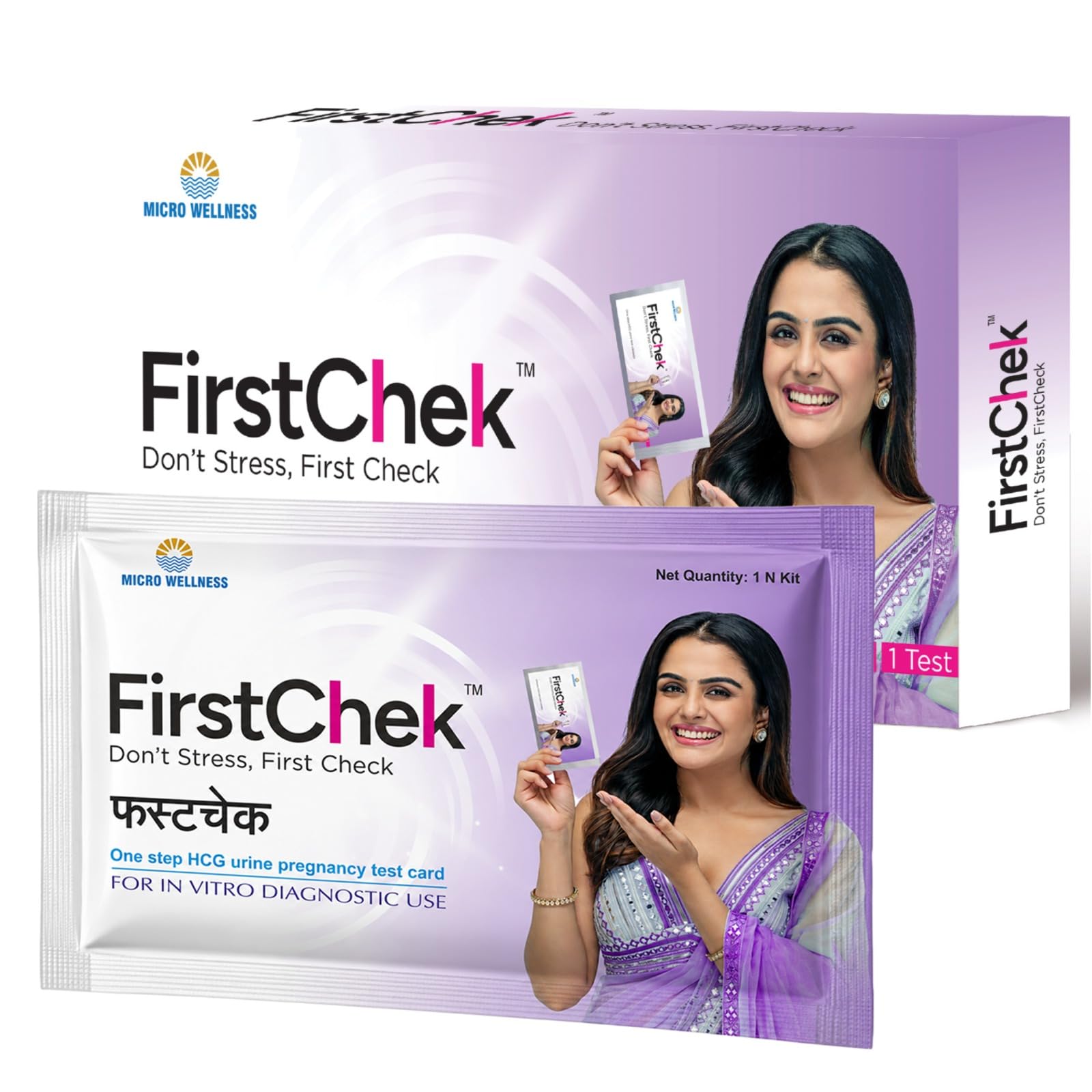 Micro Wellness First Chek Pregnancy test Kit for Women | Results in 5 Minutes | Home Urine Test Kit | HCG Hormone Detection | Disposable, Easy to Use & High Accuracy | Pregnancy Test Card Pack of 3