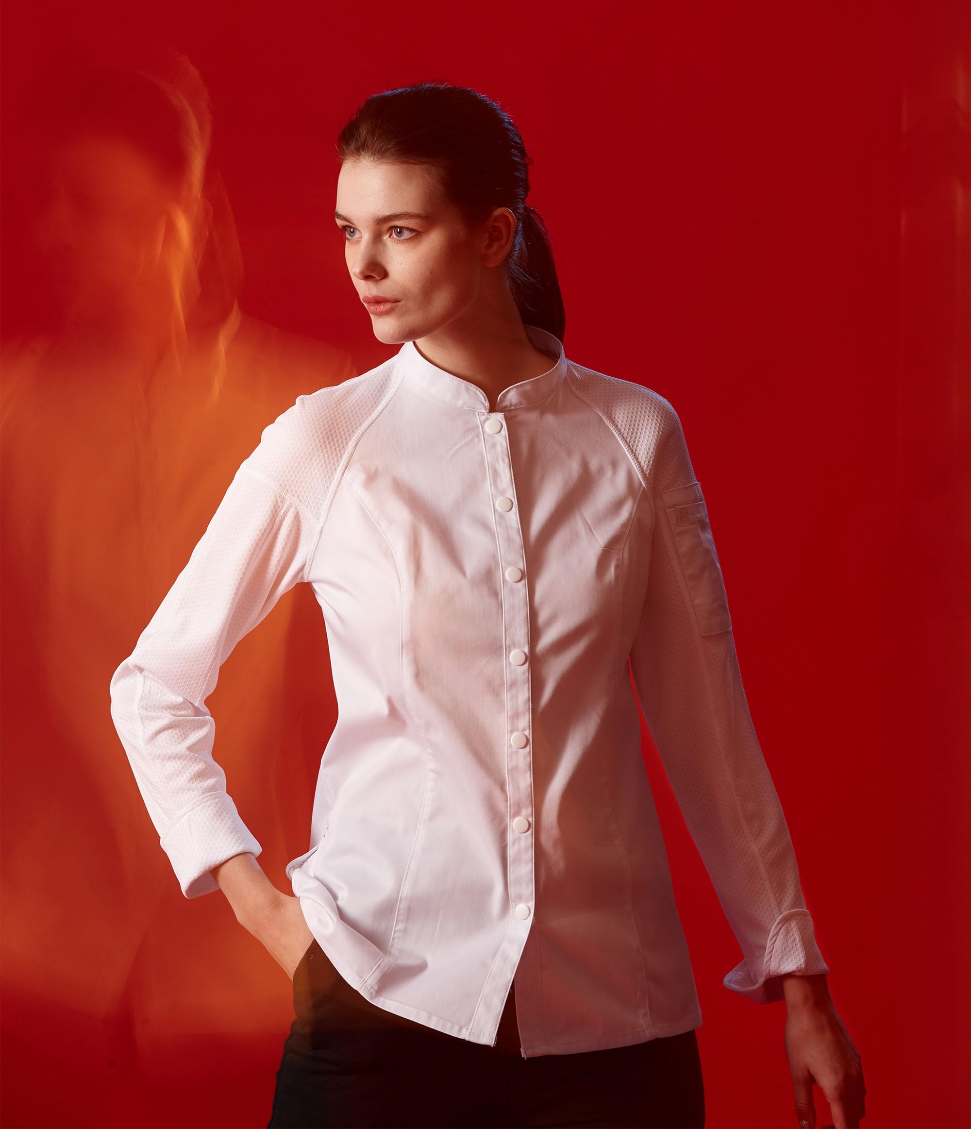 Giacca da Cuoco da Donna, Giacca da Cuoco Professionale Traspirante a Maniche Lunghe 29152W