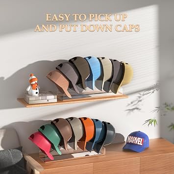 Hat Organizer for Baseball Caps, Hat Holder for 14 Baseball Caps | Tabletop Hat Rack Stand Hat Storage Display Baseball Cap Organizer for Desk Closet Shelf Dresser, White Visit the Mkono Store