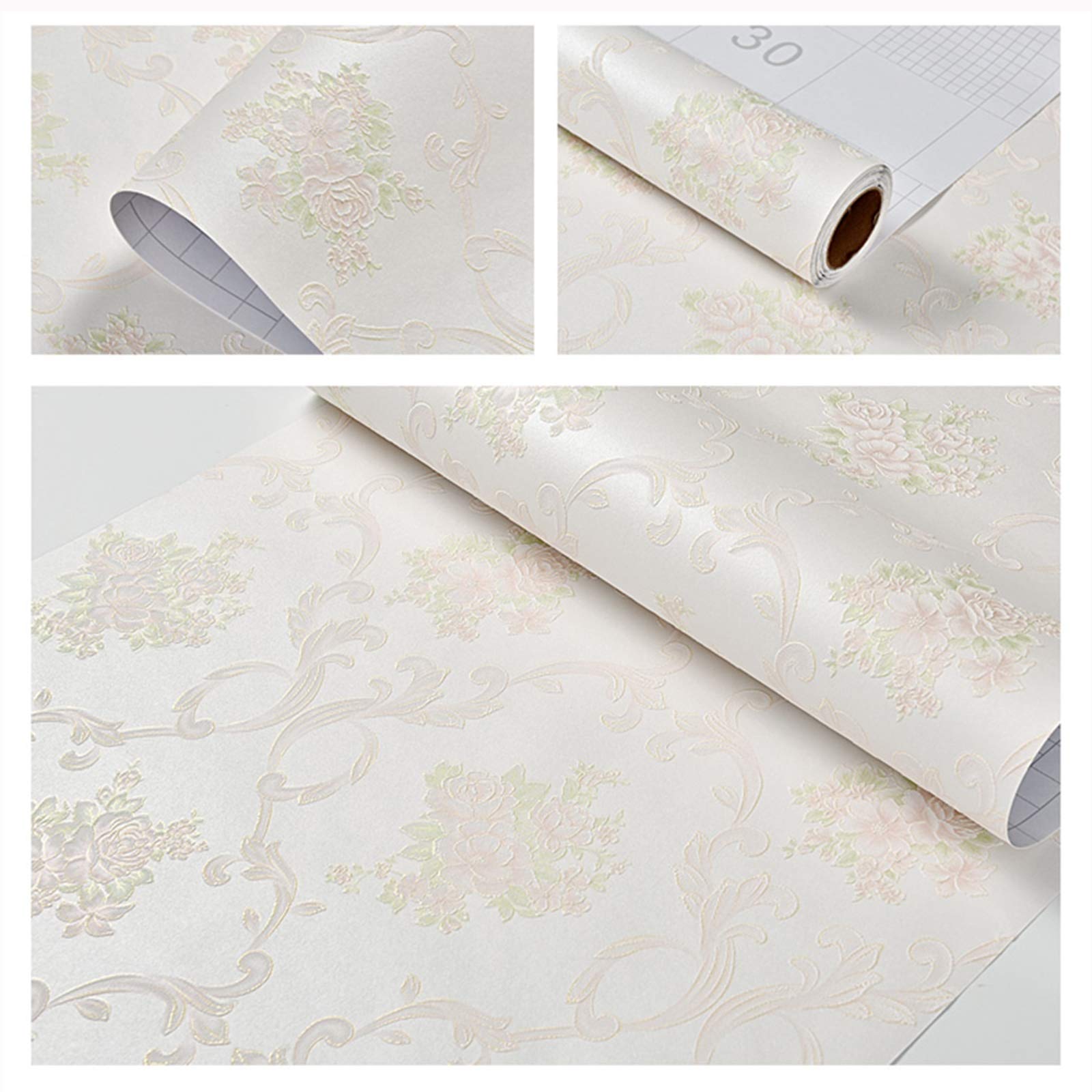 Carta da parati Carta Da Parati Autoadesiva, Stile Pastorale Carta Da Parati Non Tessuta, Adesivi Per Decorazione Della Parete Del Modello 3D Per Soggiorno E Camera Da Letto, 0.53x3m / 0.53x6m / 0.53x