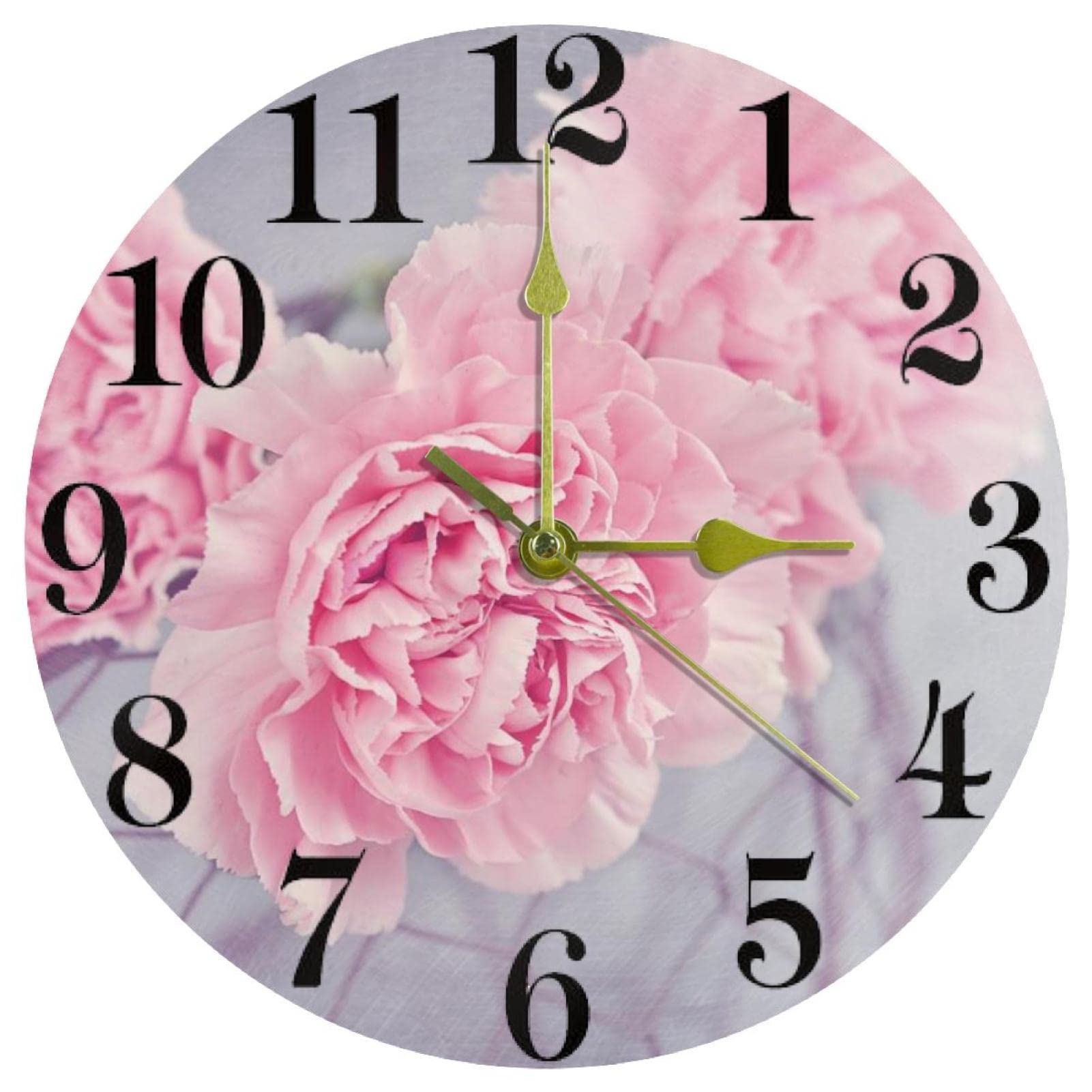 Horloge murale fleur 25,4 cm silencieuse et ronde pour cuisine ou bureau