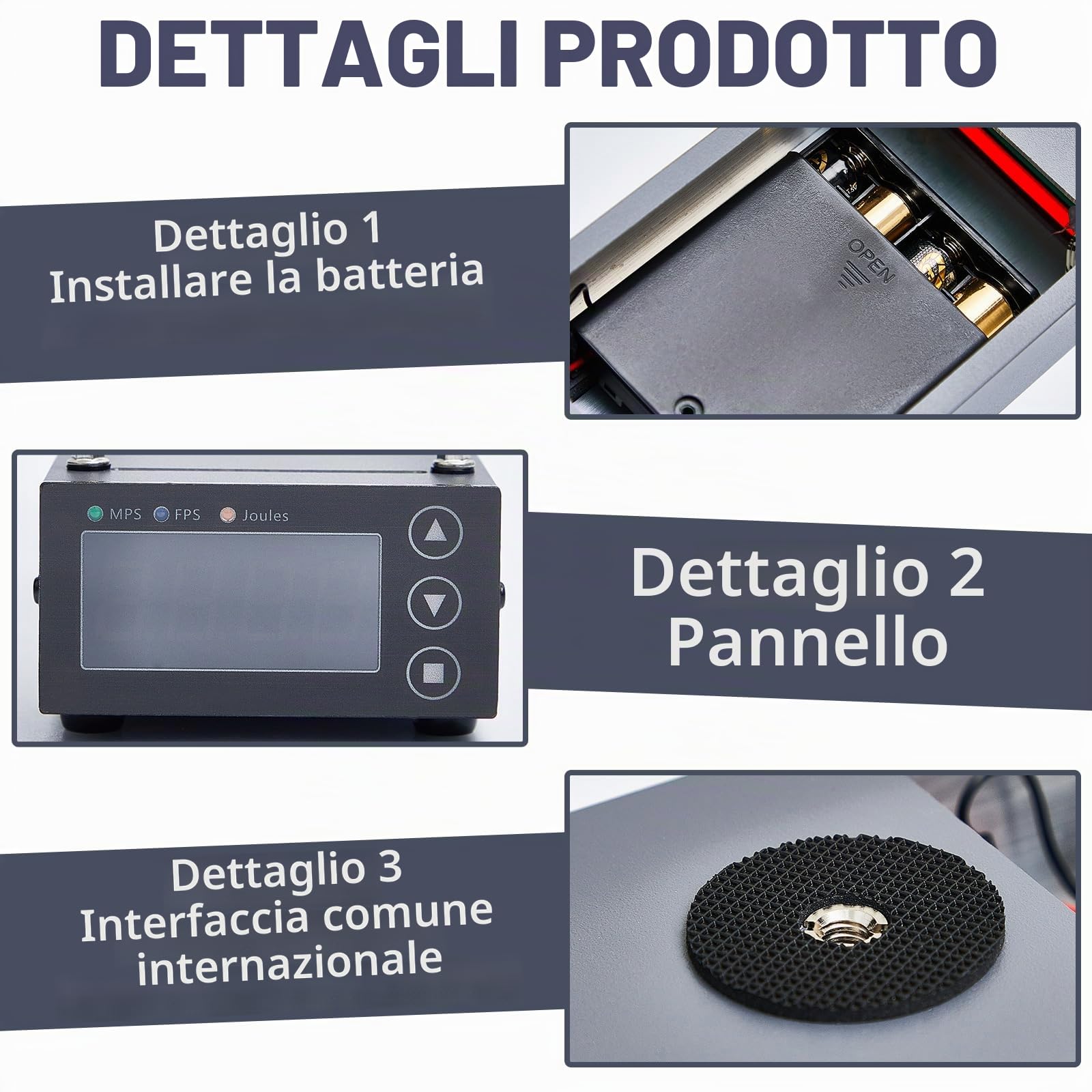Xuhal Cronografo balistico di precisione per velocità di tiro con Fionda cronografo Proiettile Arco Freccia misuratore di velocità Strumento di misurazione con letture FPS MPS per tiro con L'Arco