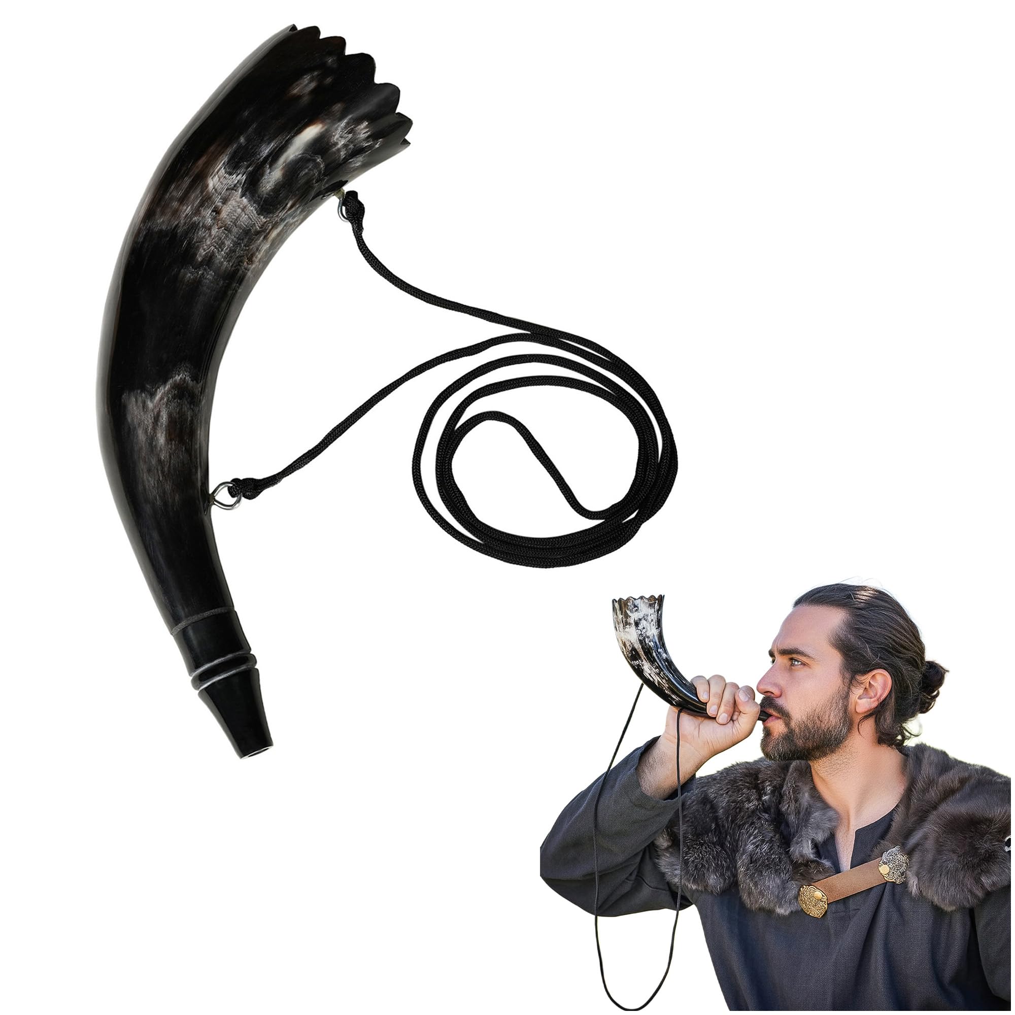 Amazon.com: Lord of Battles Genuine Ox Pibole Viking Horn