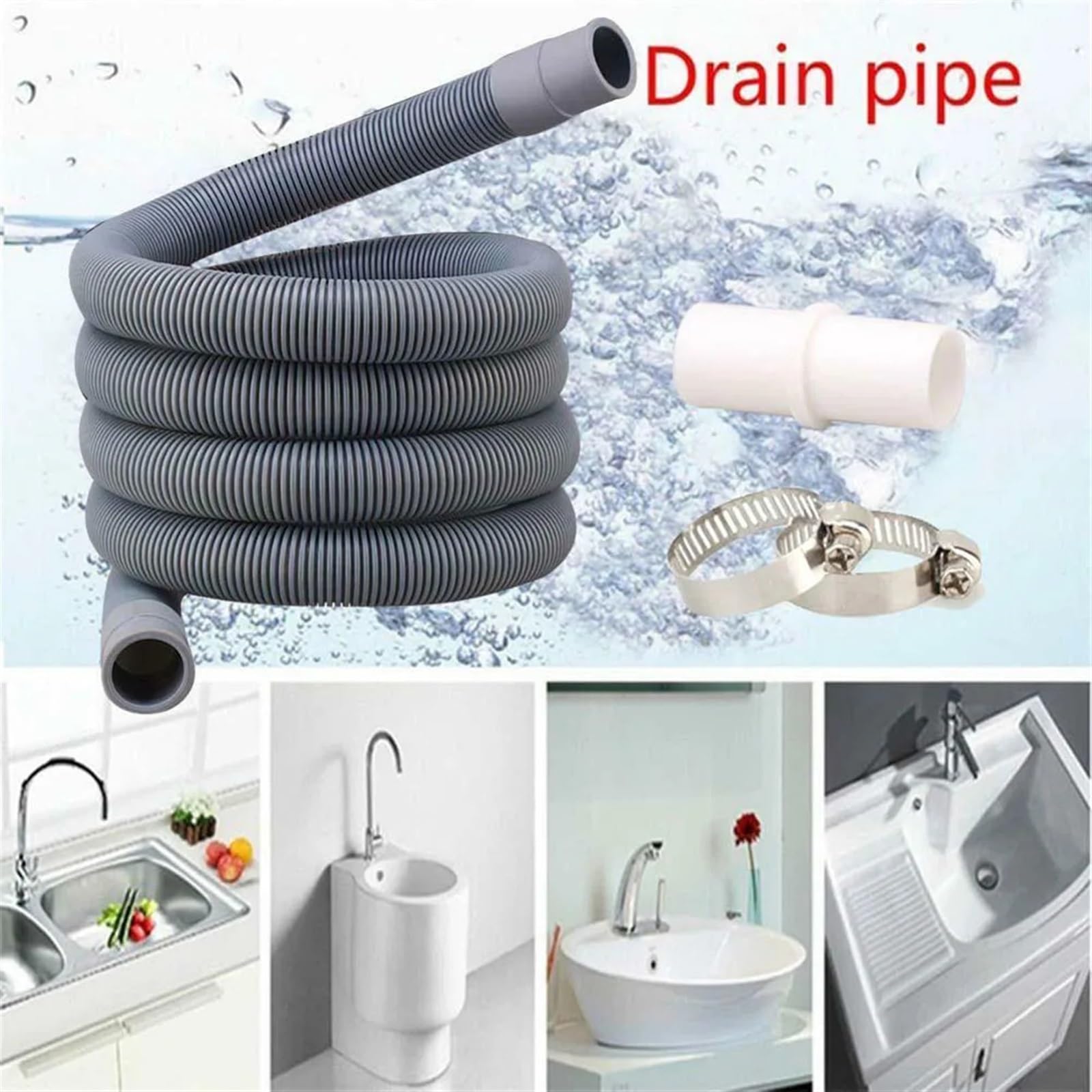 Kit de extensión de manguera de desagüe for lavadora y lavavajillas (1 m)