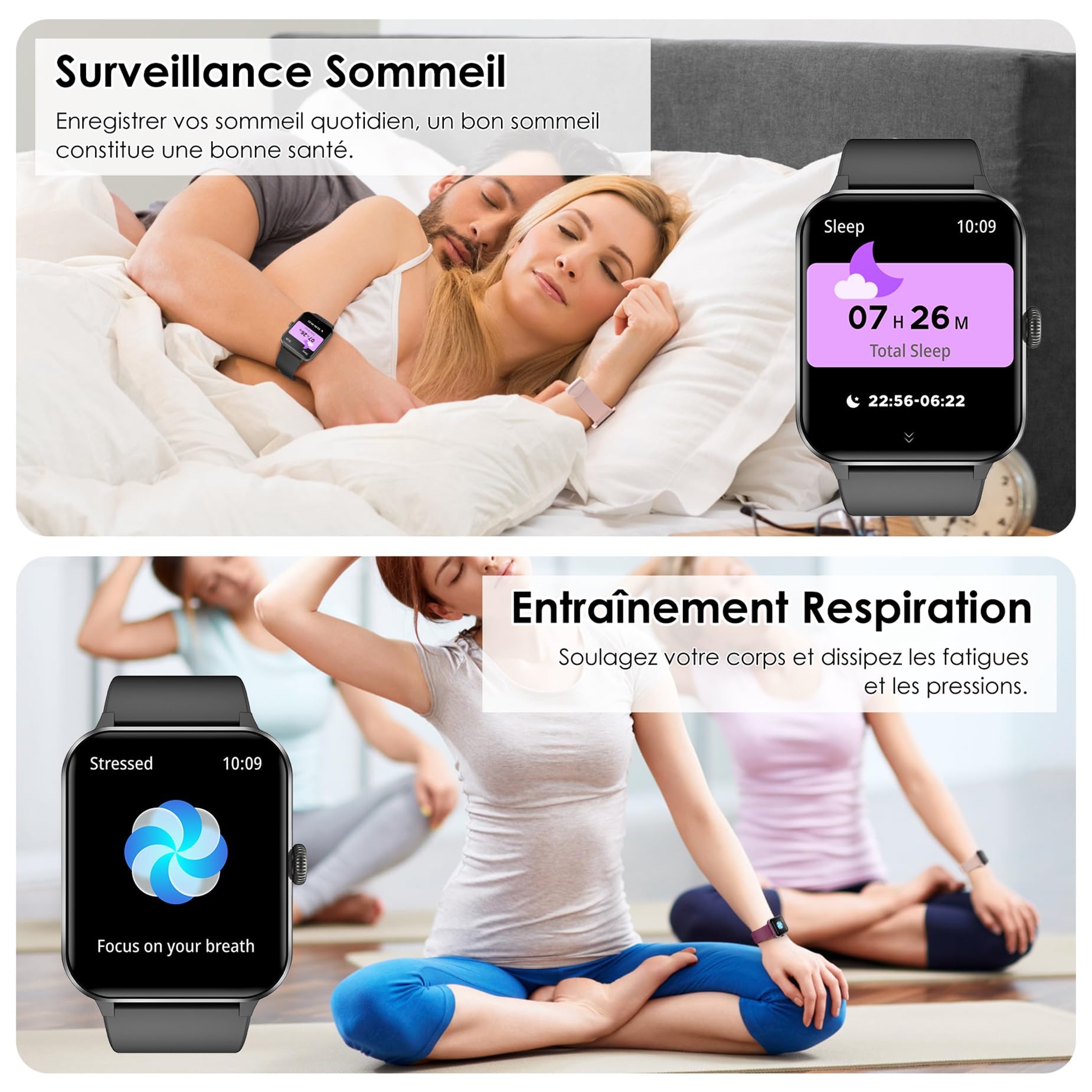 IOWODO Smartwatch,Orologio Fitness per Donna Uomo,1.85'' HD Smart Watch con Risposta Chiamate,100+ Attività Sportive,Monitor Sonno e Cardiofrequenzimetro,Contapassi e Cronometro con Android e iOS