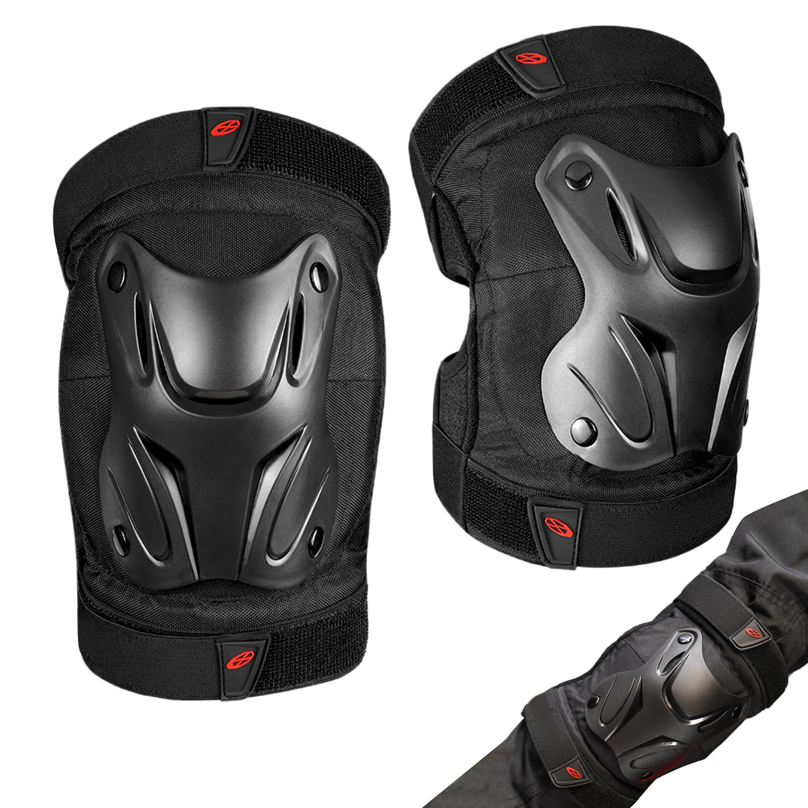 Protège-tibias réglables pour moto, coudières et genouillères adultes - Équipement de protection moto, roller, skateboard