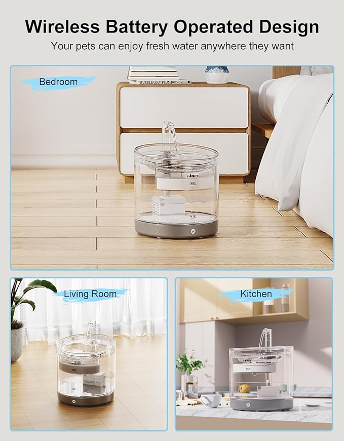 Fuente de Agua Inalámbrica para Gatos NPET WF220, 1.5L Automática miniatura 5