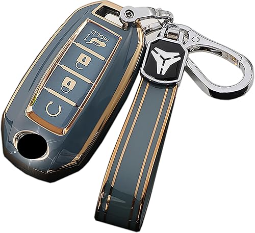 Miniatura 1 de ontto Funda para llave de 4 botones compatible con Infiniti Key Fob Case Anti-arañazos TPU Key Skin, Gris (llavero largo)