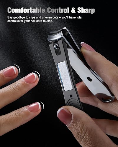 Miniatura 10 de FERYES Juego de 2 cortaúñas afiladas para hombres, mujeres y adultos, de acero inoxidable para uñas gruesas