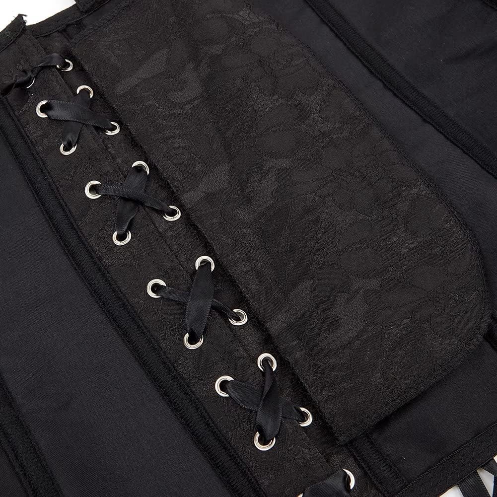 Corset Tops for Women Bustier Strap Zipper Gothic Vest Plus Size Black