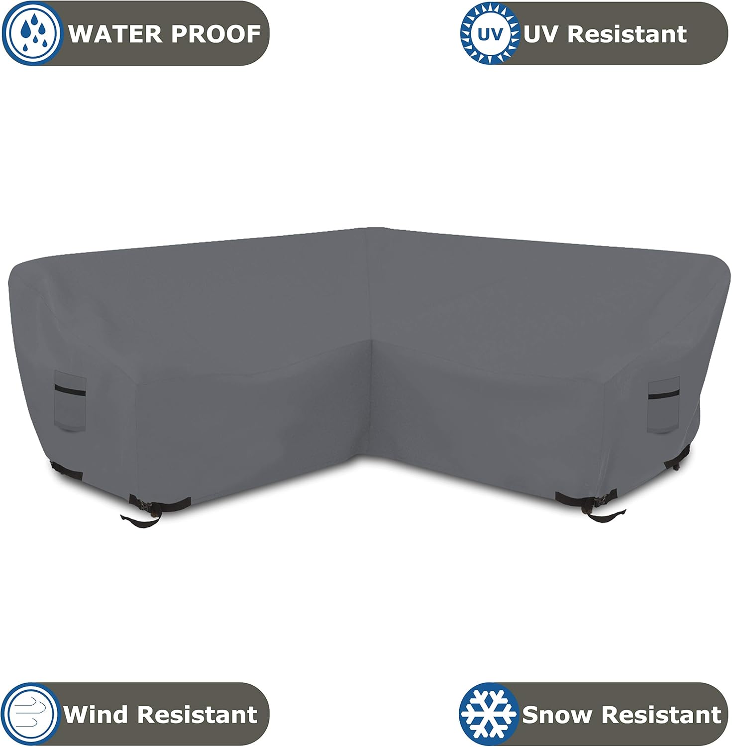 Covers & All Patio Sectional Sofa Cover 12 Oz - 100% Waterproof & Weather Resistant PVC Coated V Shape Sofa Cover for Indoor/Outdoor (120, Grey)