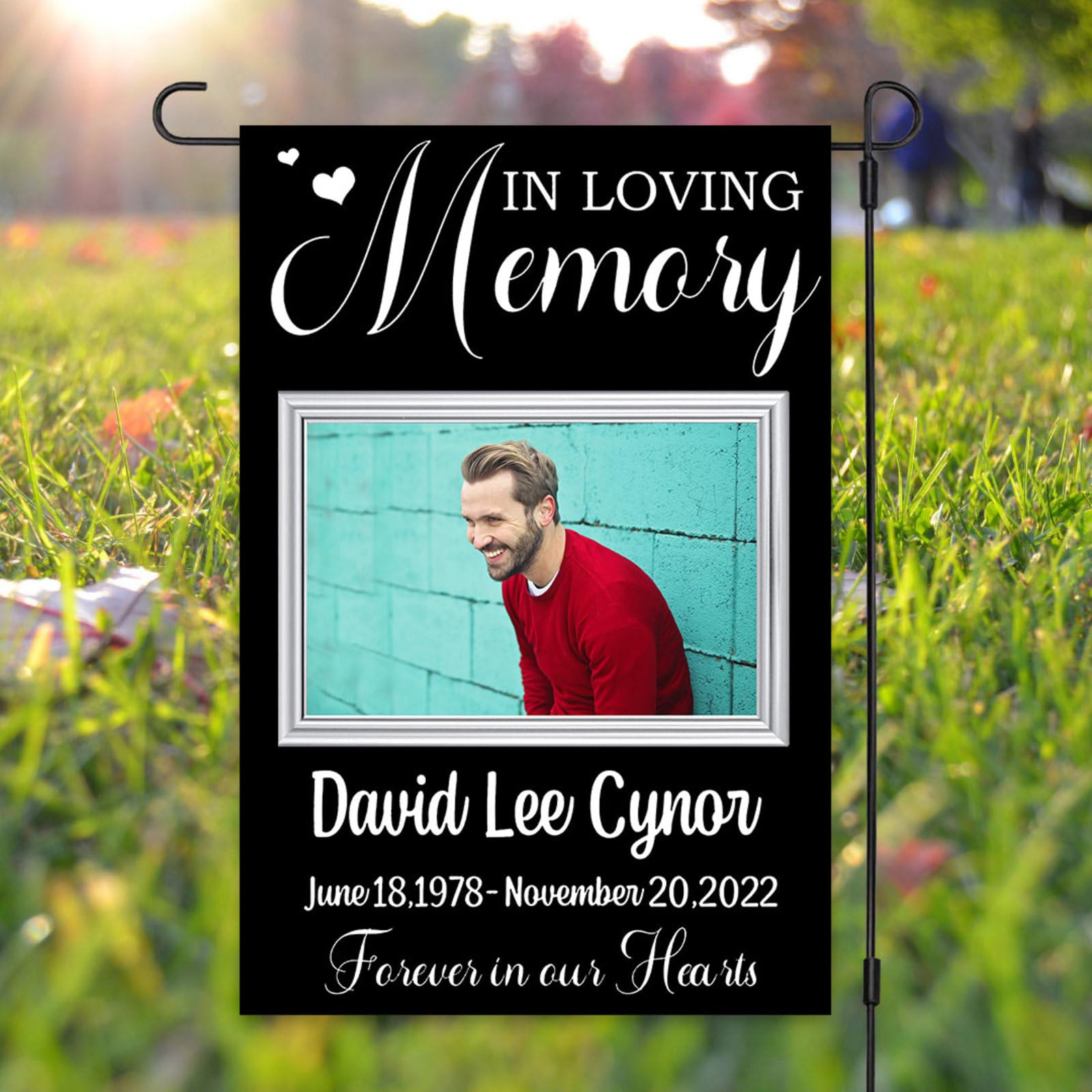 Custom Memorial Flag Personalized Garden Flag in Loving Memory with Photo Name Date for Outdoor Yard Home Cemetery Decorations for Grave