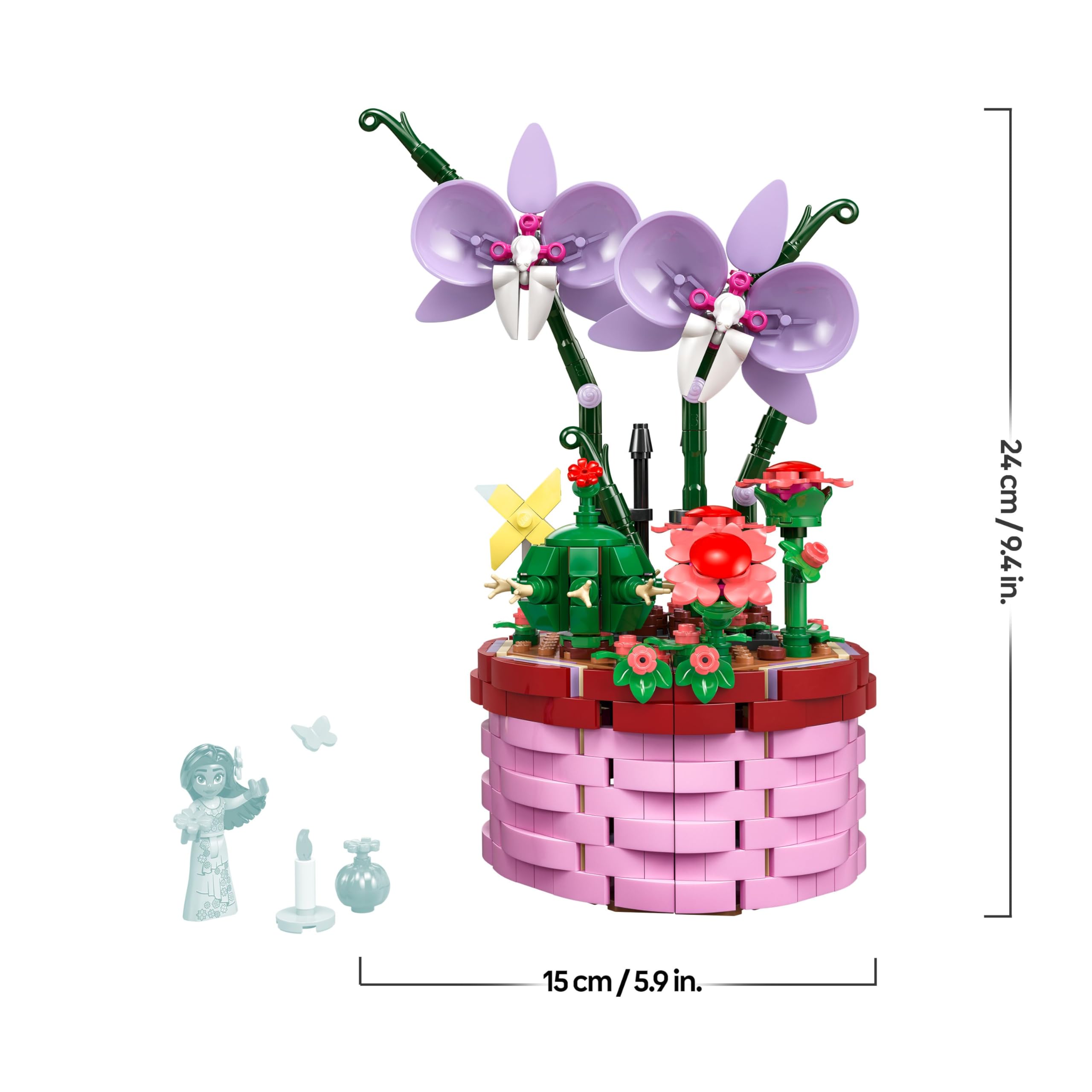 LEGO Disney Vaso di Fiori di Isabela, Giochi per Bambine e Bambini da 9 Anni in su con Mini Bambolina, Cesto Apribile, Orchidee e Cactus Giocattolo da Costruire, Idea Regalo dal Film Encanto 43237