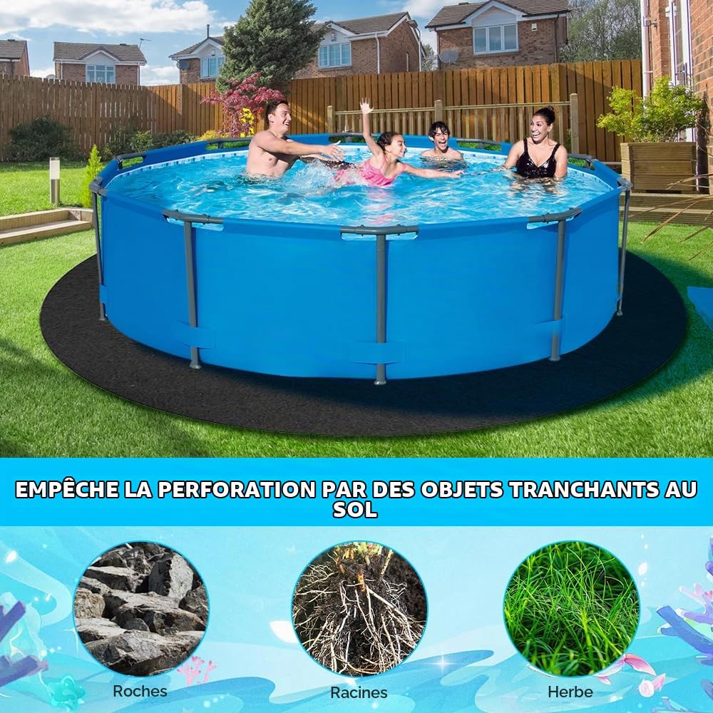 Tapis De Sol De Piscine, 4 m Tapis De Revêtement De Piscine Rond, Rond Dalle De Piscine, Antidérapant Pliable Absorbant l'eau, Tapis Piscine Hors Sol, Tapis de Bain à Remous
