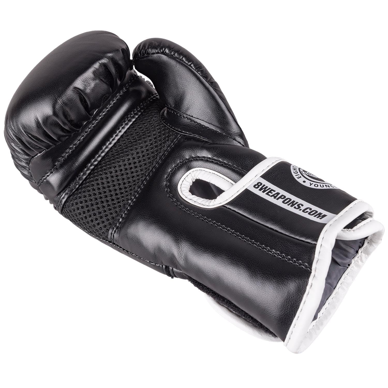 8 WEAPONS Boxhandschuhe Kinder, Unlimited 2.0, Schwarz-weiß, Kinder Boxhandschuhe, Kunstleder, Perfekte Dämpfung für optimalen Schutz, Handschuhe für Muay Thai, K1, Boxen, MMA & Kickboxen