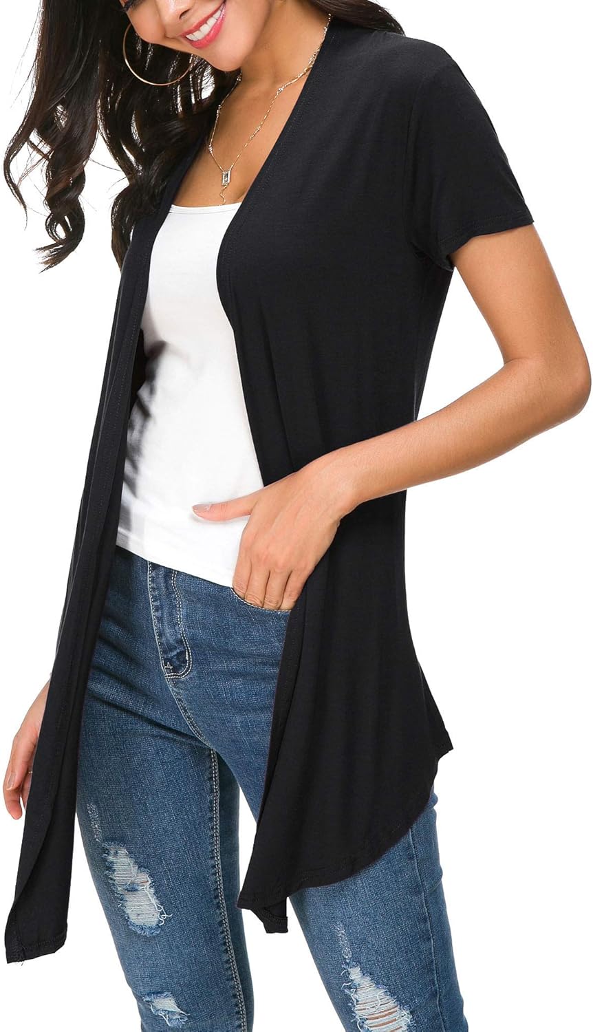 Urban CoCo Womens Open Front Short Sleeve Cardigans for Women Lightweight Summer Drape Cardigan Vest - Image 4