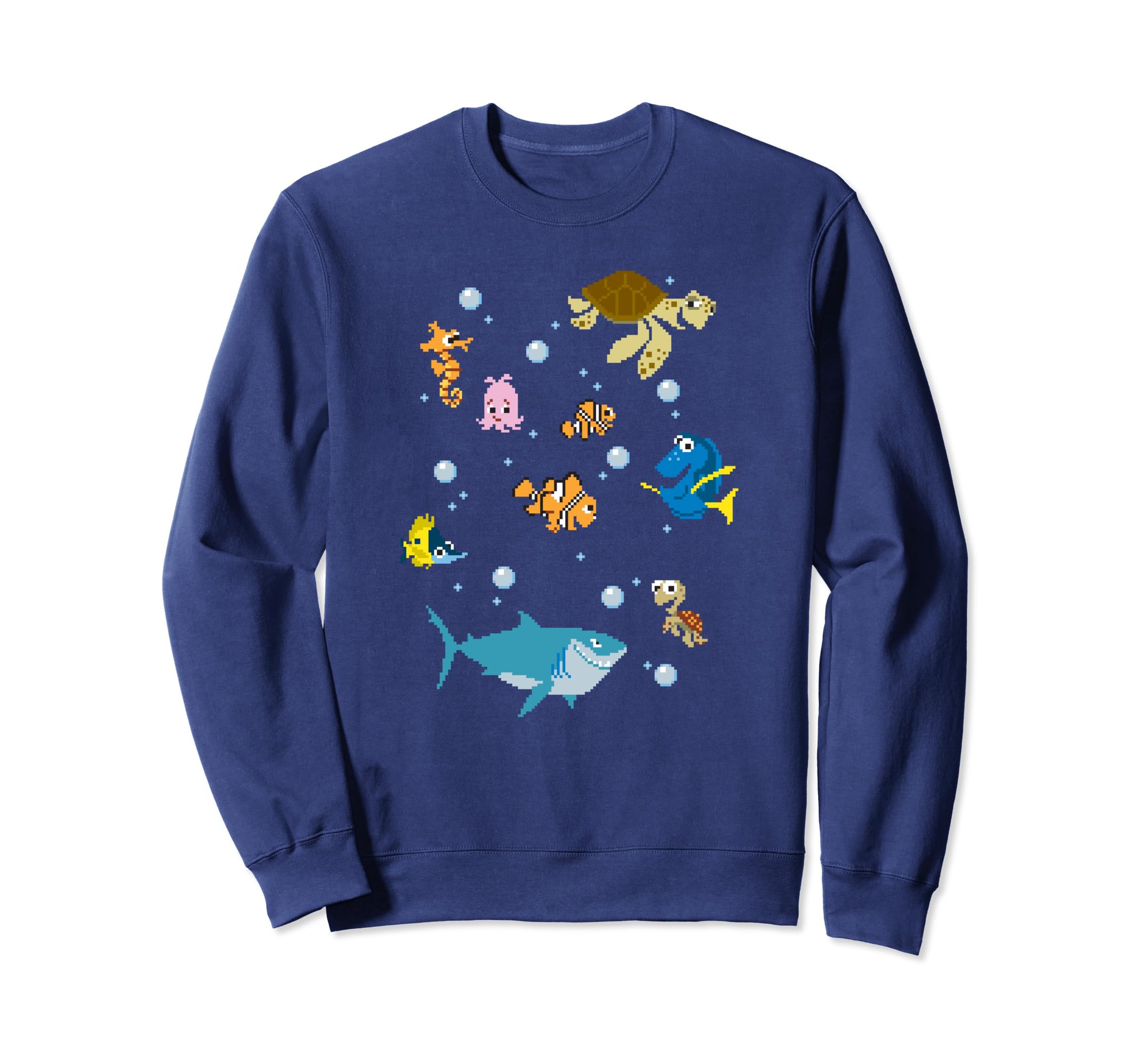Sweat Finding Nemo pixélisé pull bleu marine imprimé créatures de la mer