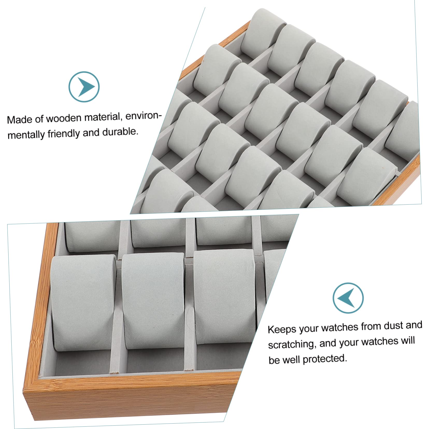 Mikikit Uhrenaufbewahrungsbox 24 Fächer Beige für Präsentation | Schmuck und Kleinteile, für Privatnutzung und Ladenpräsentation, Elegante Optik