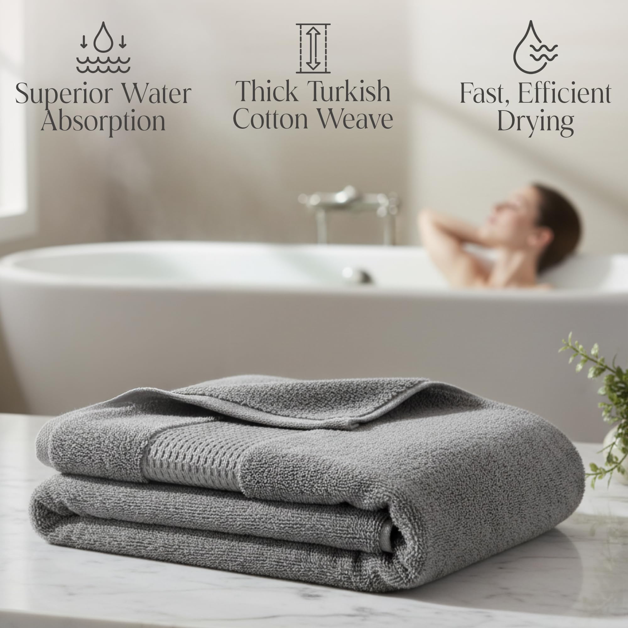 Delilah Home - Colección de Toallas de baño de Lujo, Juego de Toallas turcas 100% algodón para baño, Toalla de SPA orgánica ultrasuave y Absorbente (2 Piezas Cada una de 30 x 54 Pulgadas), Paquete de