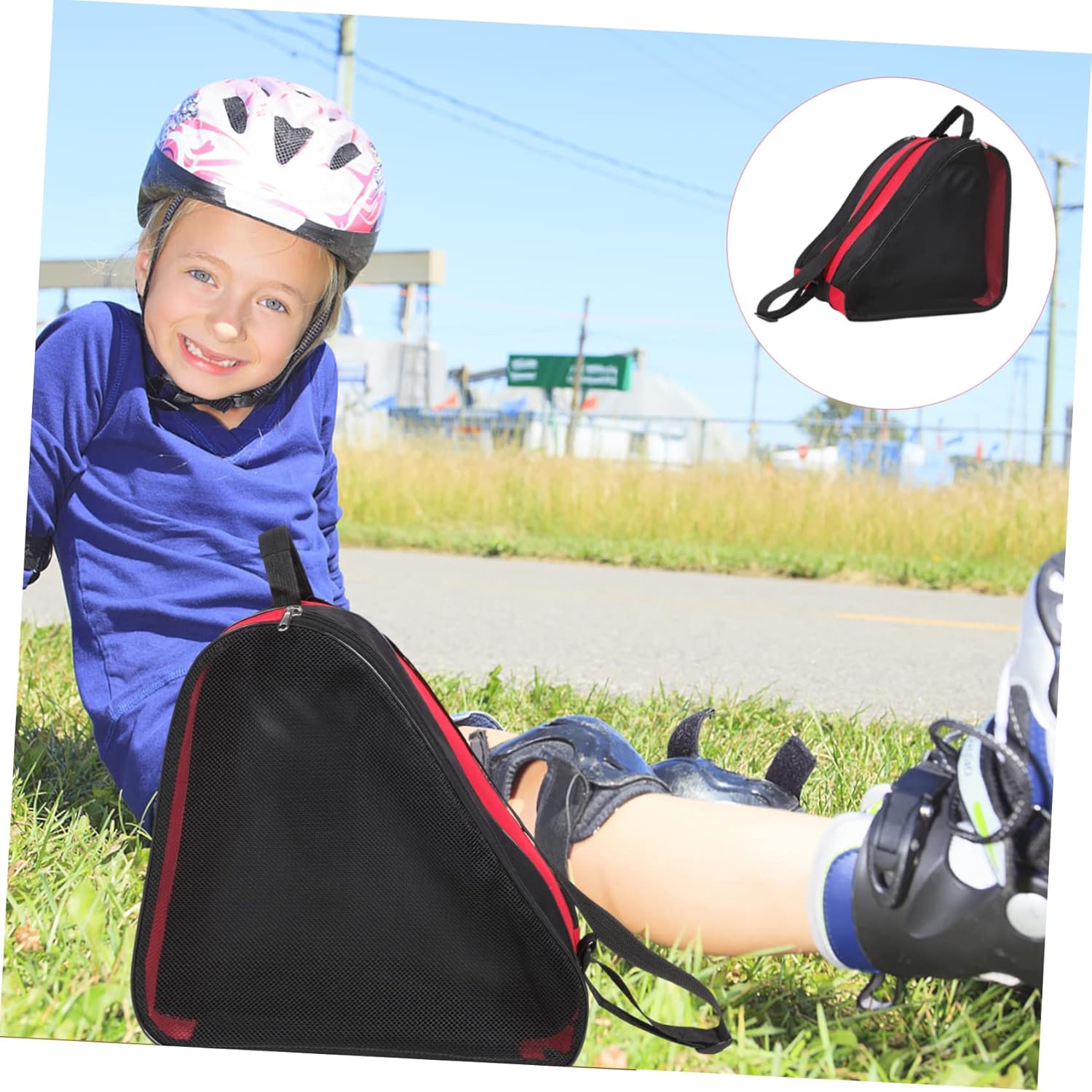 2pcs Roller Skates Storage Bag Durable and Breathable Skates Packing Pouch for Red Color Convenient Double-shoulder Design