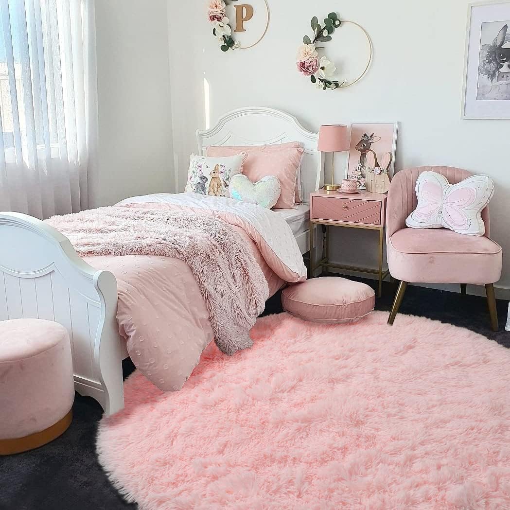 Solid Color Area Rug – Soft Plush Carpet for Living Room, Bedroom, Kids Room, Kitchen – Multiple Sizes, Shapes & Colors – Non-Slip, Easy to Clean Modern Floor Rug - (Pink, Round, 3x3 feet)-image-36