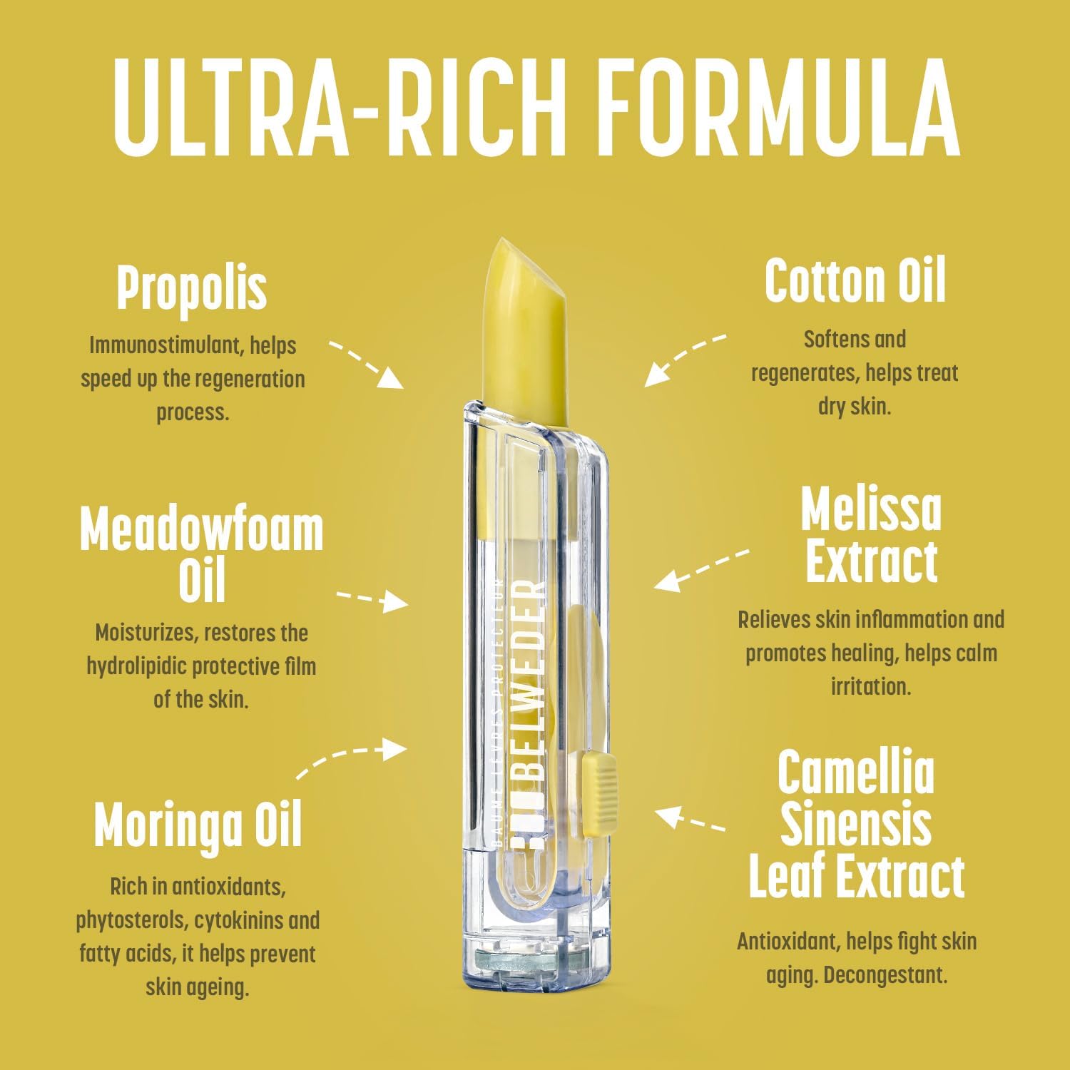 Propolis Lippenbalsem met Citroenmelisse-Extract – Propolis Lipverzorging en Bescherming – Hydratatie en Regeneratie van de Lippen – Transparante Lip Balm Unisex (1 stuk 3,5g)