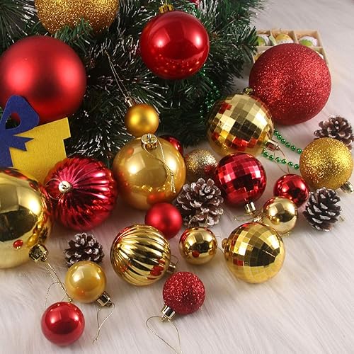 Vista 1276 de 18 esferas medianas decorativas navideñas para árbol de Navidad, inastillables, para colgar, color púrpura, 2.5 pulgadas, paquete de 18