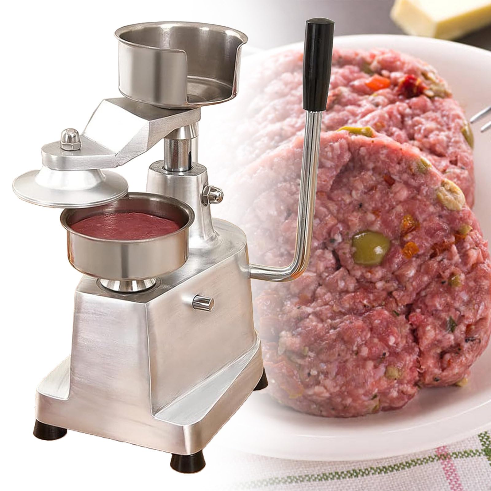 DFEDHF Commercial Hamburger Press Patty Maker, Kitchen Meat Forming Processor with 200 Pcs Patty Papers, Grill Burger Press Tool