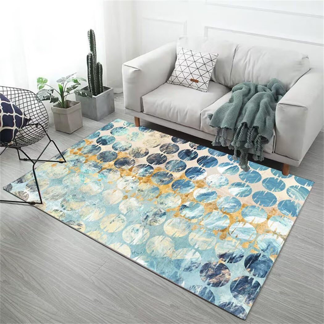 Tapis de sol enfant anti-tache bleu 80x150cm pour salon propre