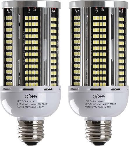 Bombilla LED de maíz equivalente a 400 W, 5040 lúmenes, 5000 K, 36 W, luz blanca diurna E26E27, base media para interiores, garaje, almacén,