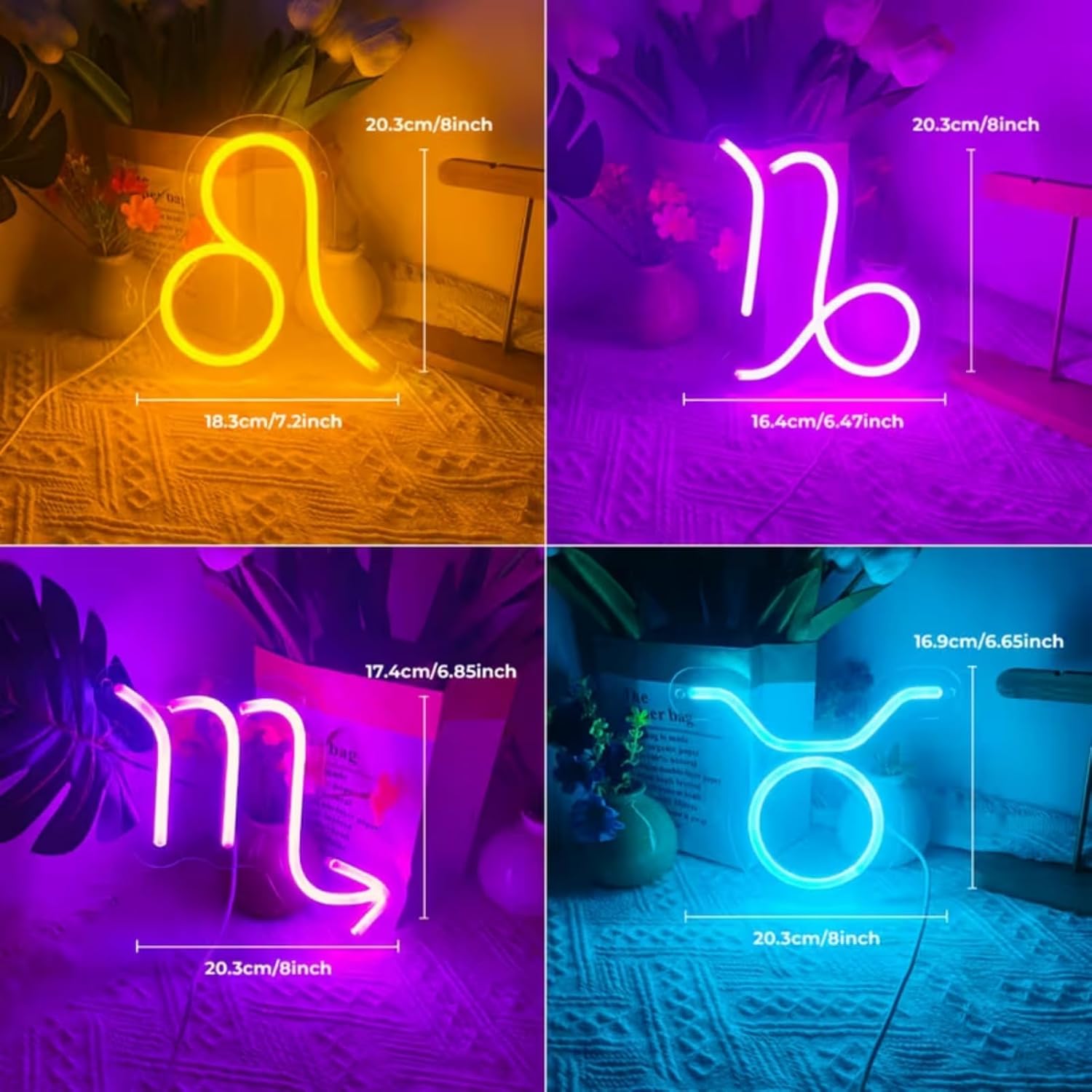 Taurus LED Neon Sign Dimmable Acrylic Decorative Lamp Colorful 12 Zodiacs Light up Sign for Bedroom Living Room Bar Kitchen Party Wedding Art Wall Decor image 2