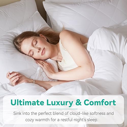 Miniatura 4 de Three Geese Edredón de fibra de plumón de ganso de tamaño queen, ultra suave para todas las estaciones, diseño de caja deflectora esponjosa con 8