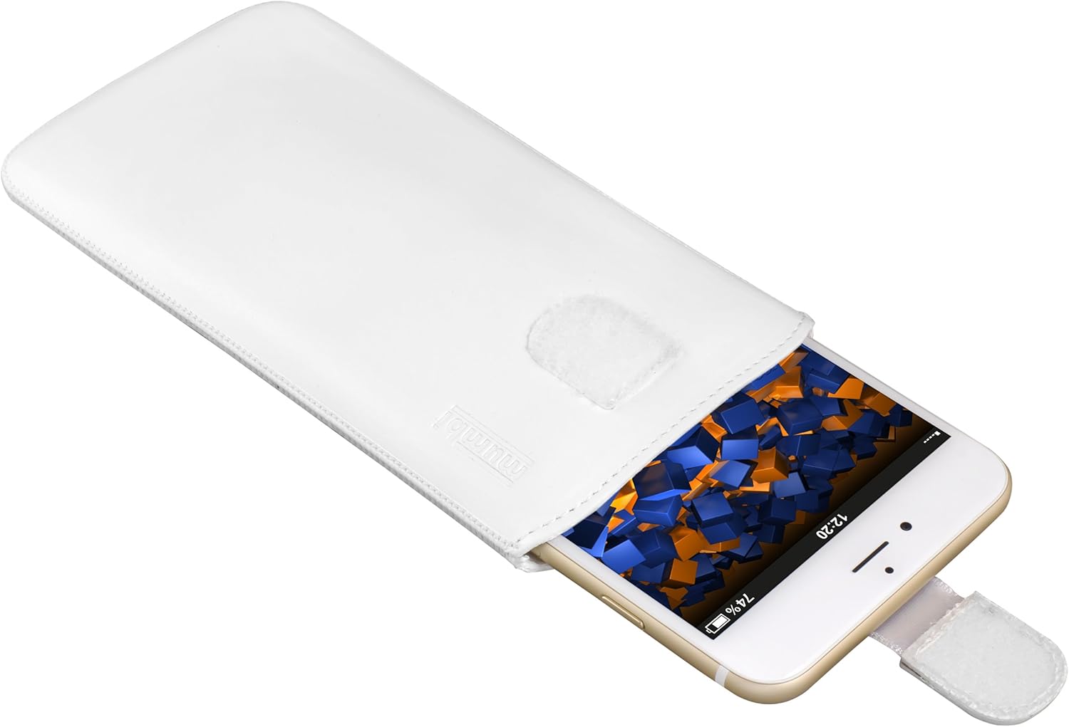 mumbi Genuine Leather Case Compatible with iPhone 6 Plus / 6S Plus Leather Case Wallet, White, iPhone 6 Plus 6S