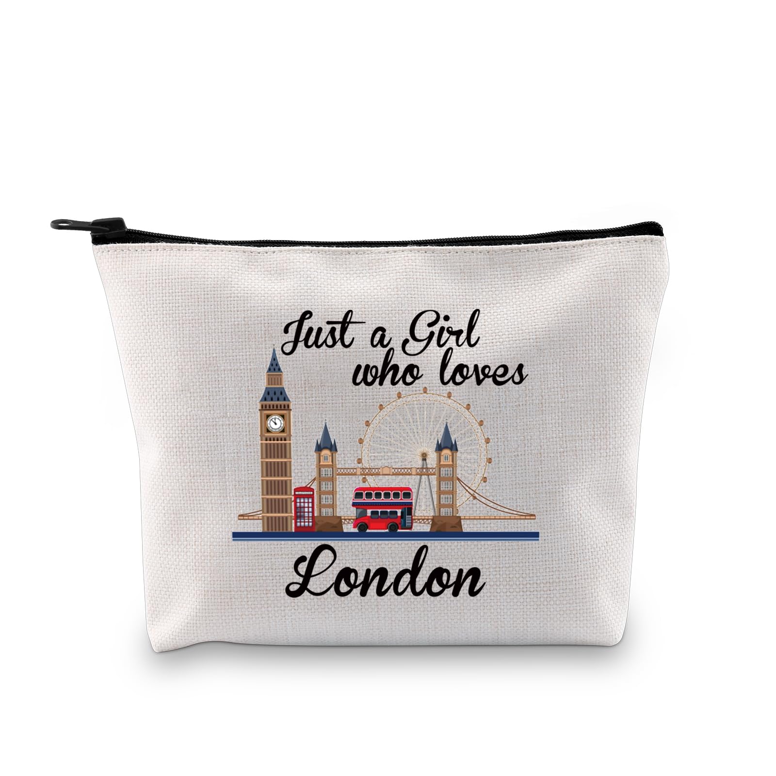 XYANFA Just a Girl Who Loves London Makeup Bag London Travel Bag London Trip Vacation Gift London England