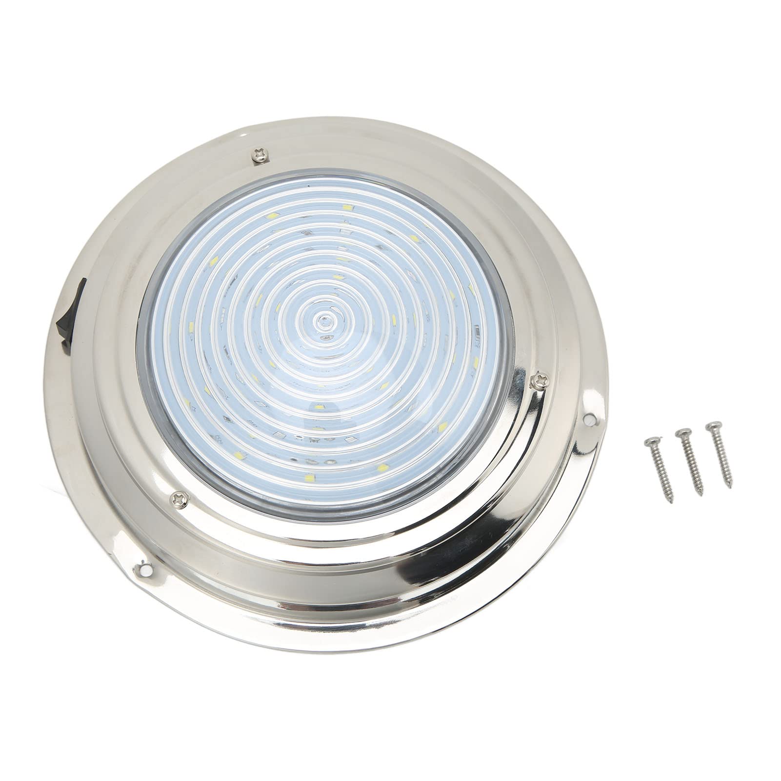 Tbest Luz de Cortesía LED para Barcos Acero Inoxidable 316 18 Cuentas de Lámpara Alto Brillo IP65 12 V Iluminación Interior Marina Redonda para RV Yate Cabina Baño Pasillo (Luz Blanca y Luz Roja)